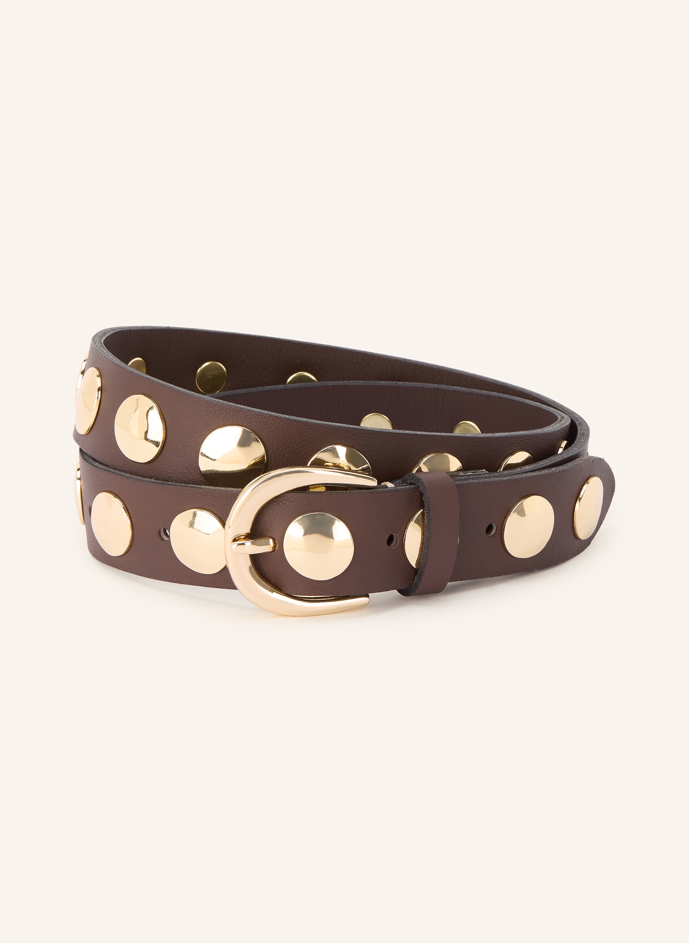 b.belt Ledergürtel LUNA mit Nieten: DUNKELBRAUN