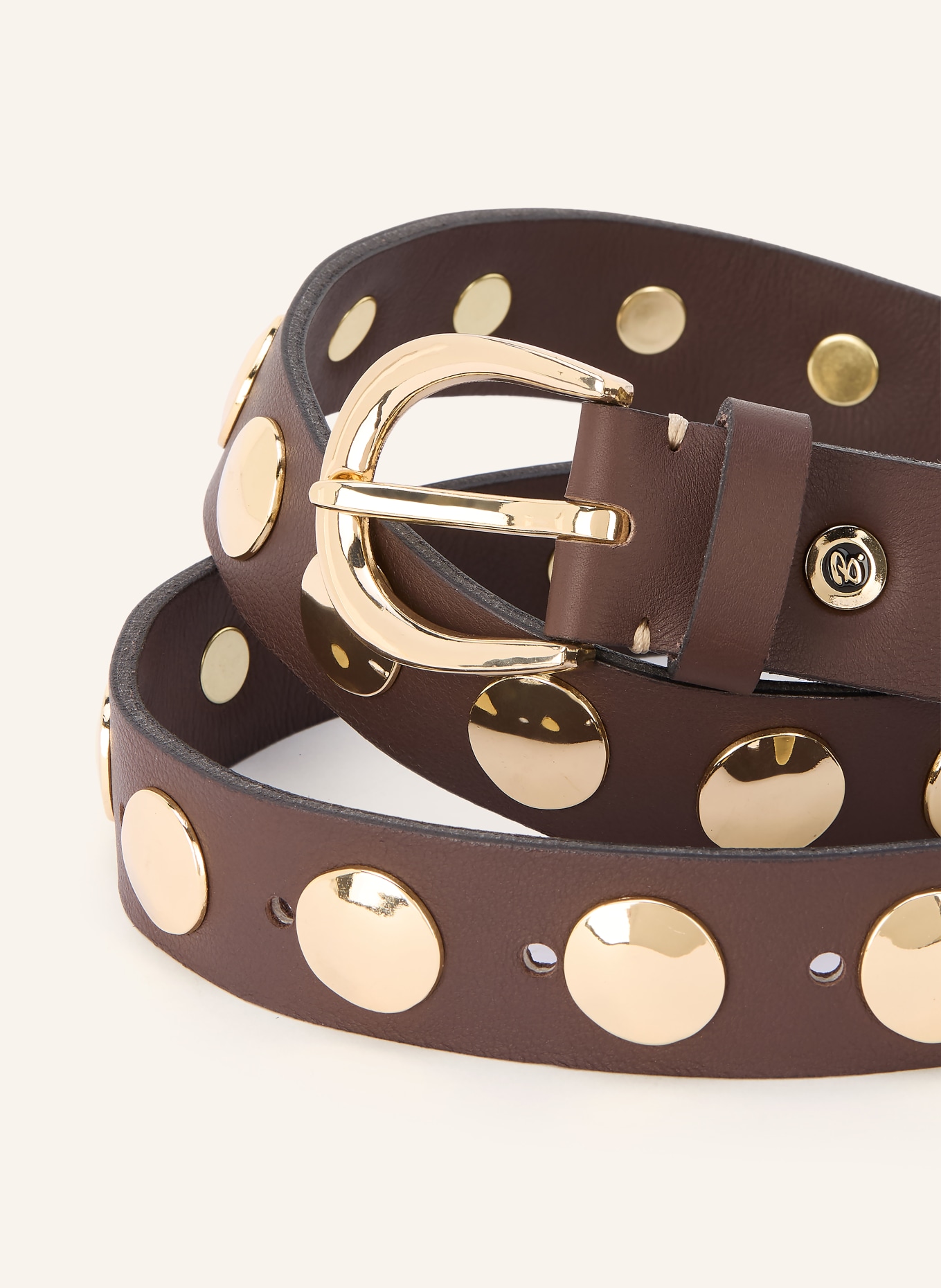 b.belt Ledergürtel LUNA mit Nieten: DUNKELBRAUN