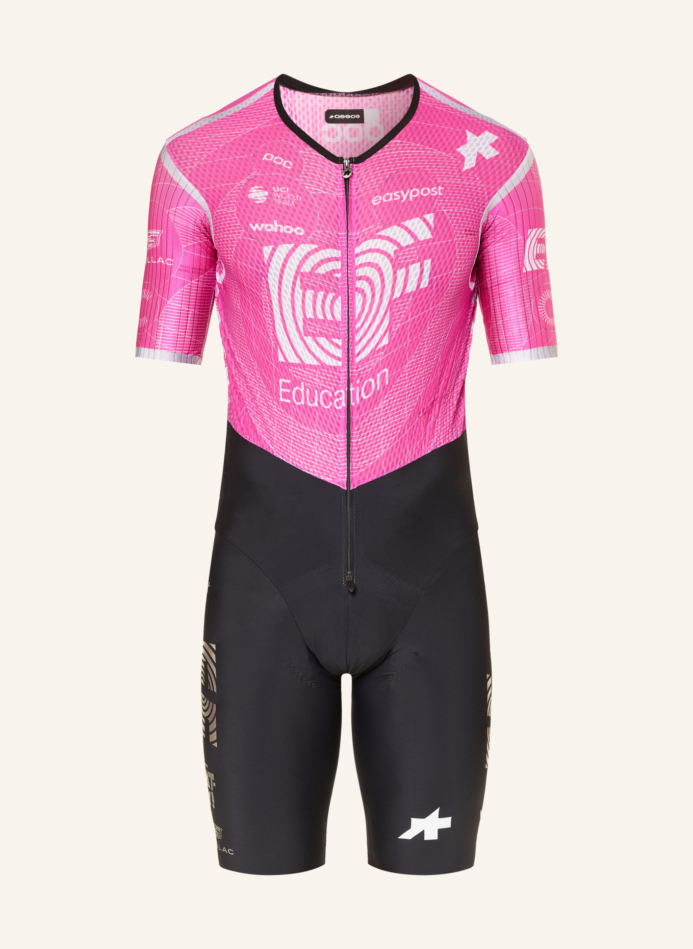 ASSOS Speedsuit EQUIPE RS S11 EF mit gepolstertem Einsatz: NEONPINK / WEISS / SCHWARZ