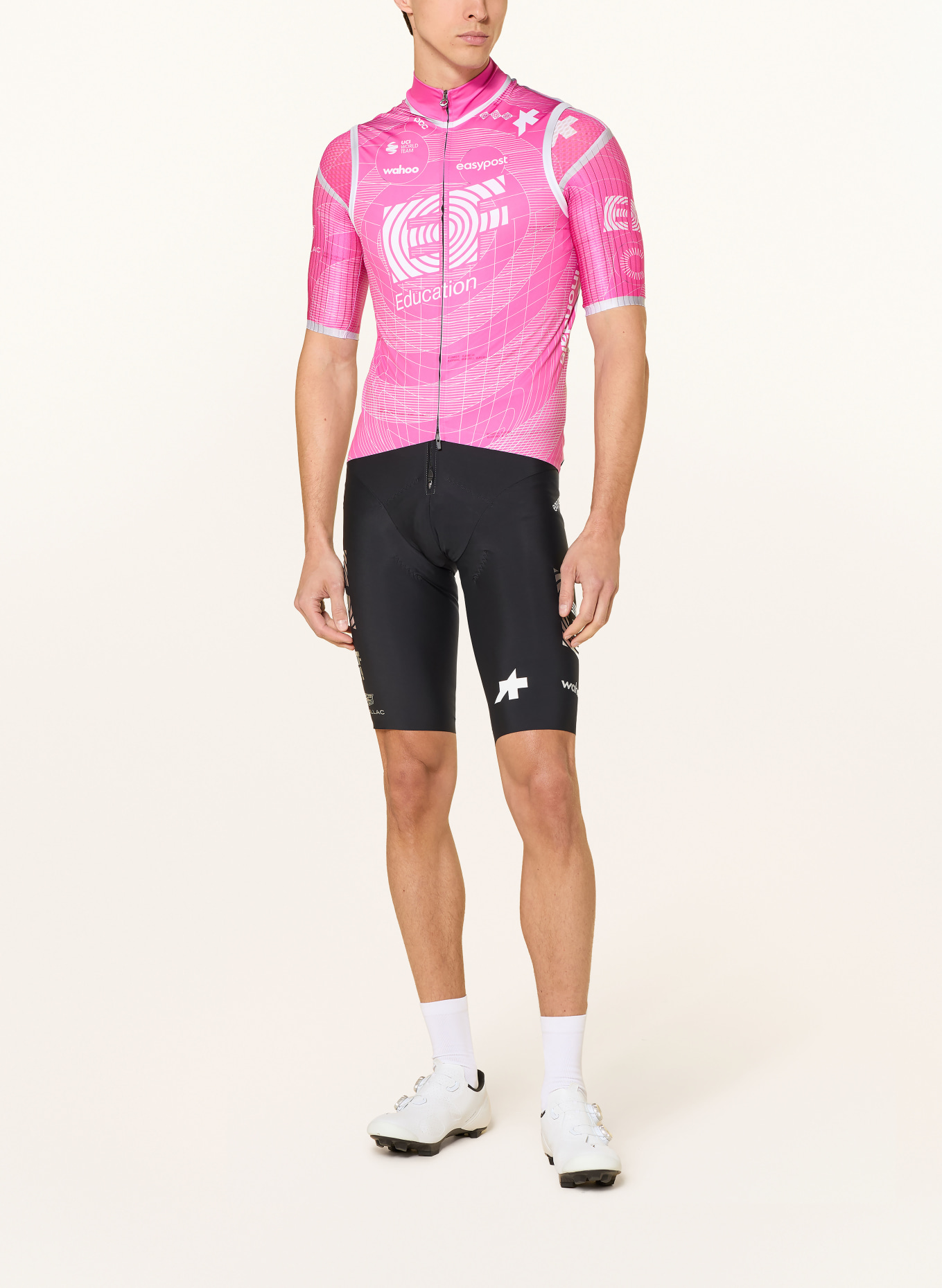 ASSOS Cyklistická vesta EQUIPE S11 EF: NEONOVĚ RŮŽOVÁ / ČERNÁ