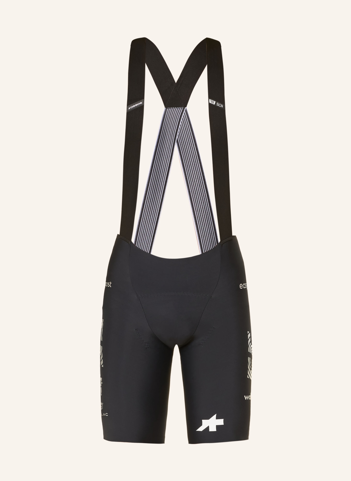 ASSOS EQUIPE S11 EF 2026 cycling shorts with straps and padded insert: BLACK / SILVER