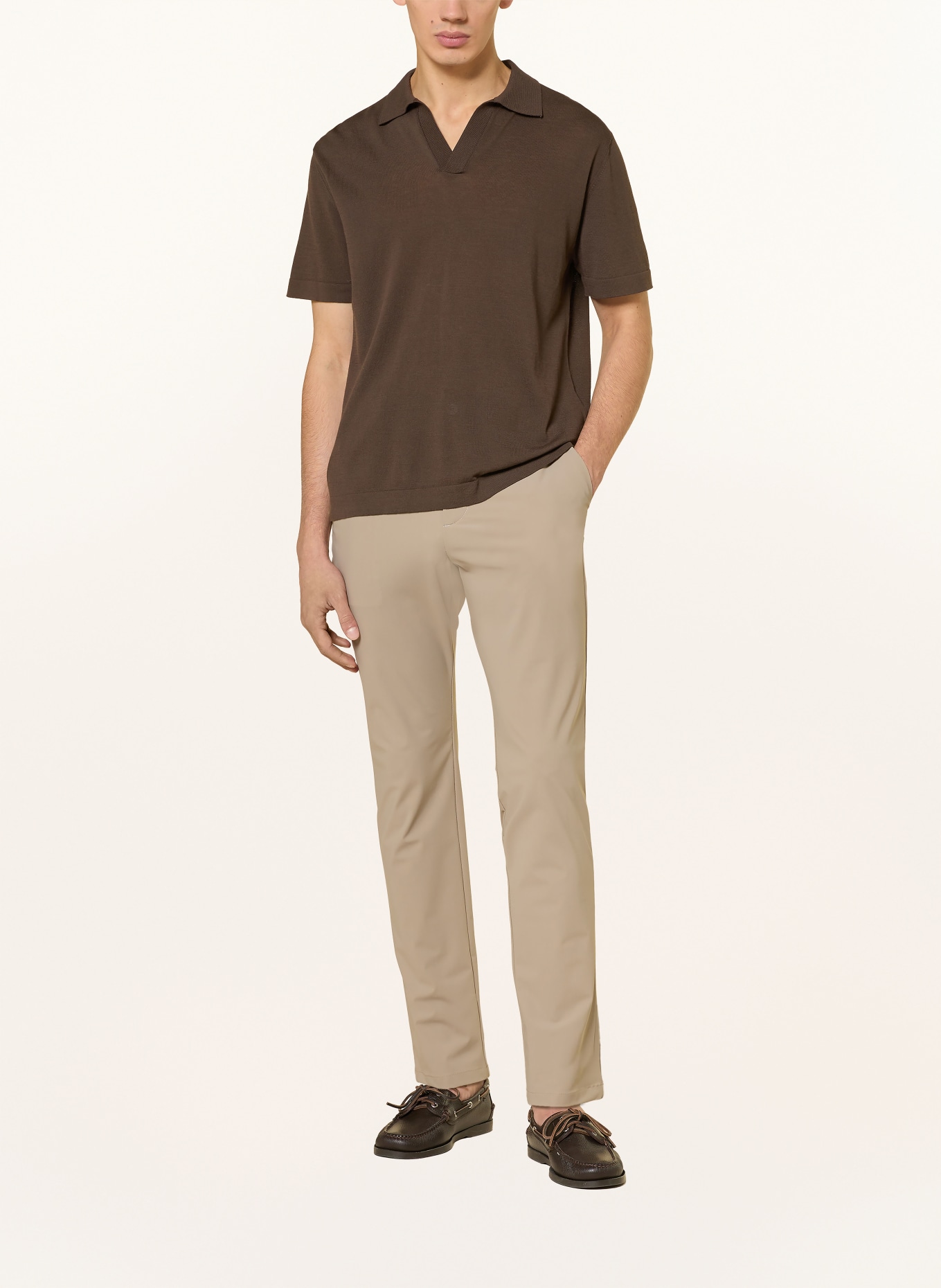 CRUNA Dzianinowa koszulka polo: CIEMNOBRĄZOWY