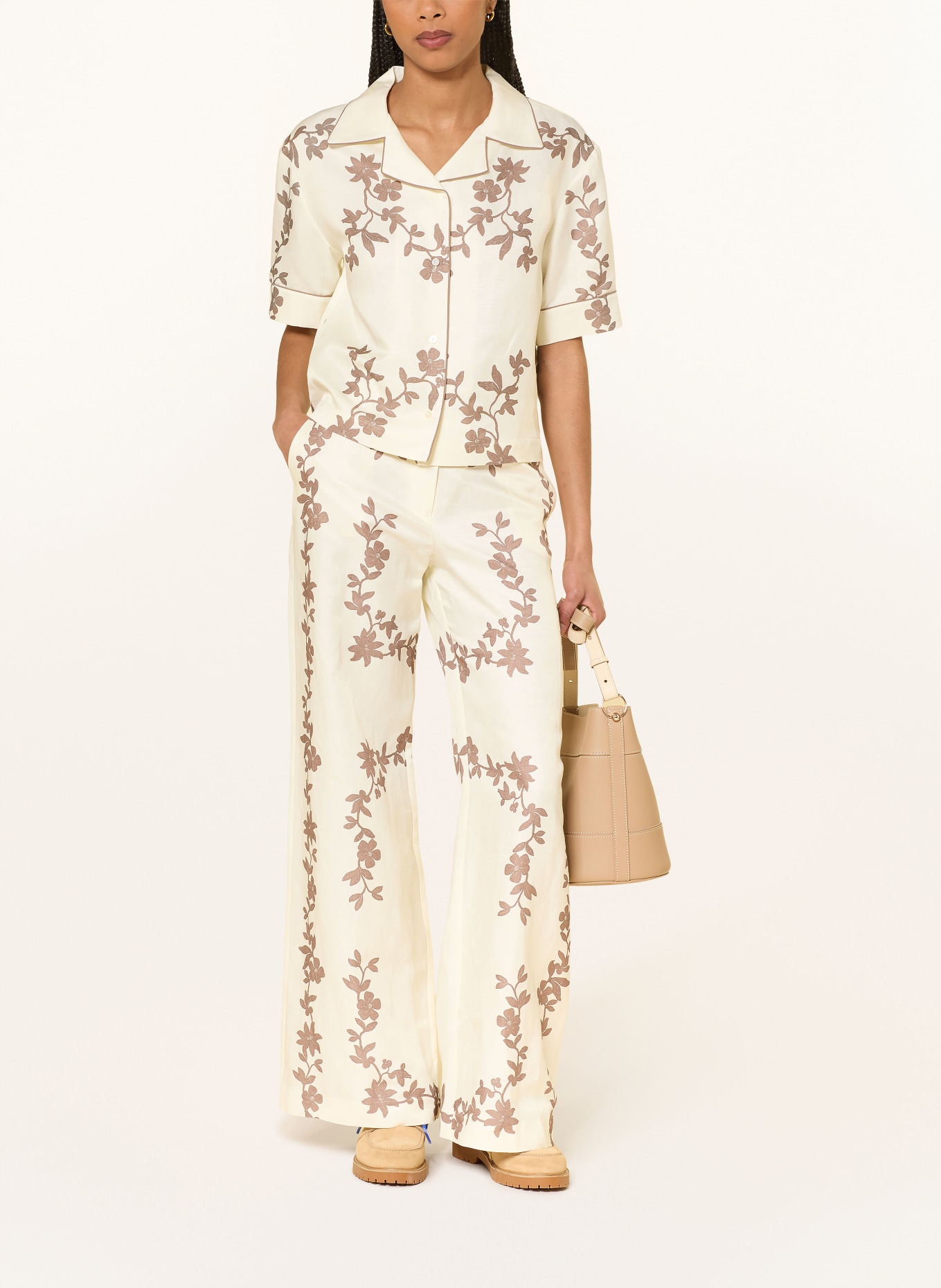 CLAUDIE PIERLOT bluzka: KREMOWY / SZAROBRĄZOWY