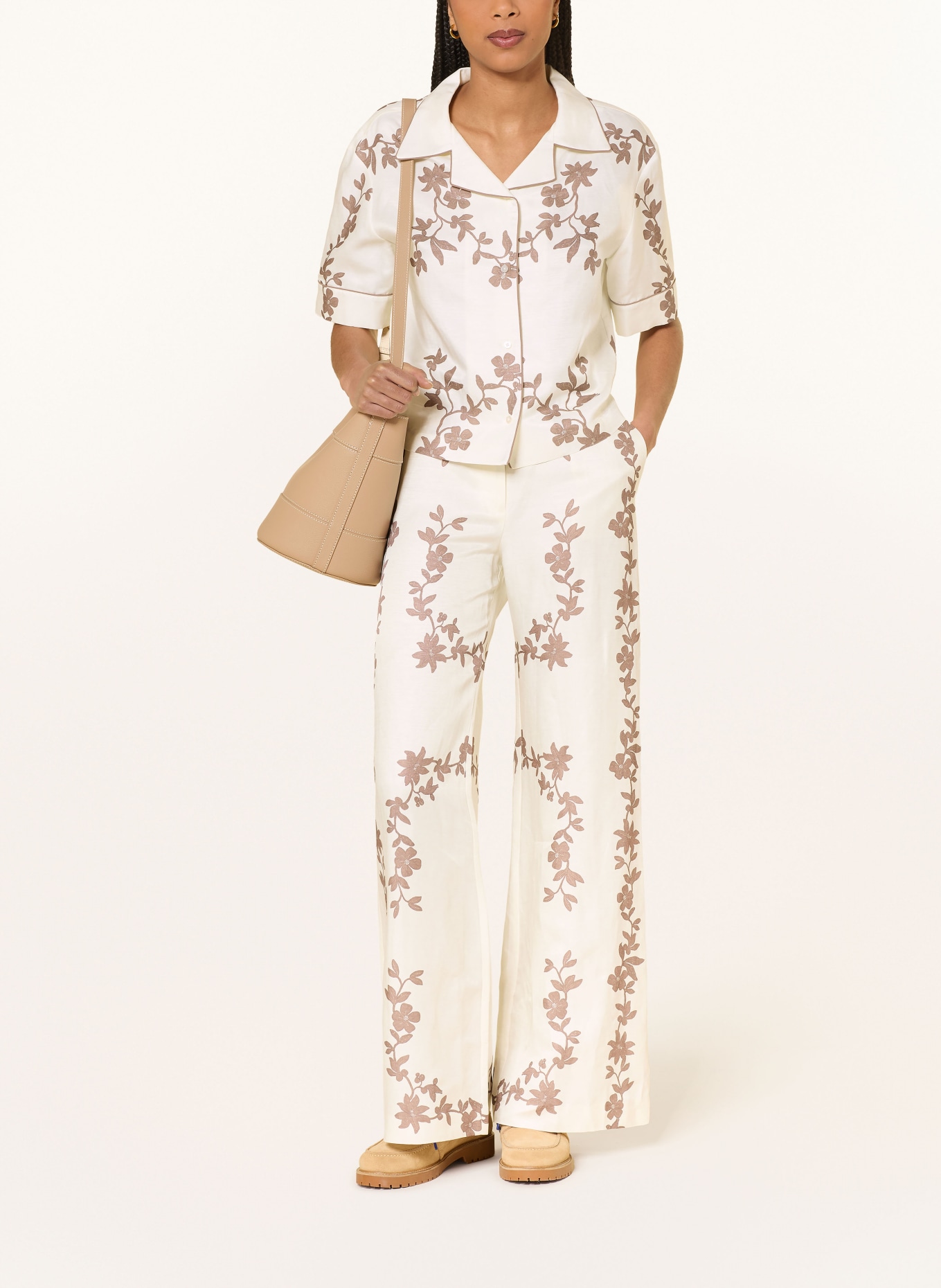 CLAUDIE PIERLOT Marlenehose: CREME / BRAUN