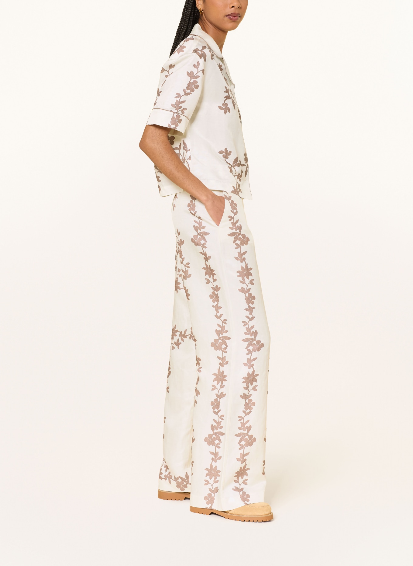 CLAUDIE PIERLOT Marlenehose: CREME / BRAUN