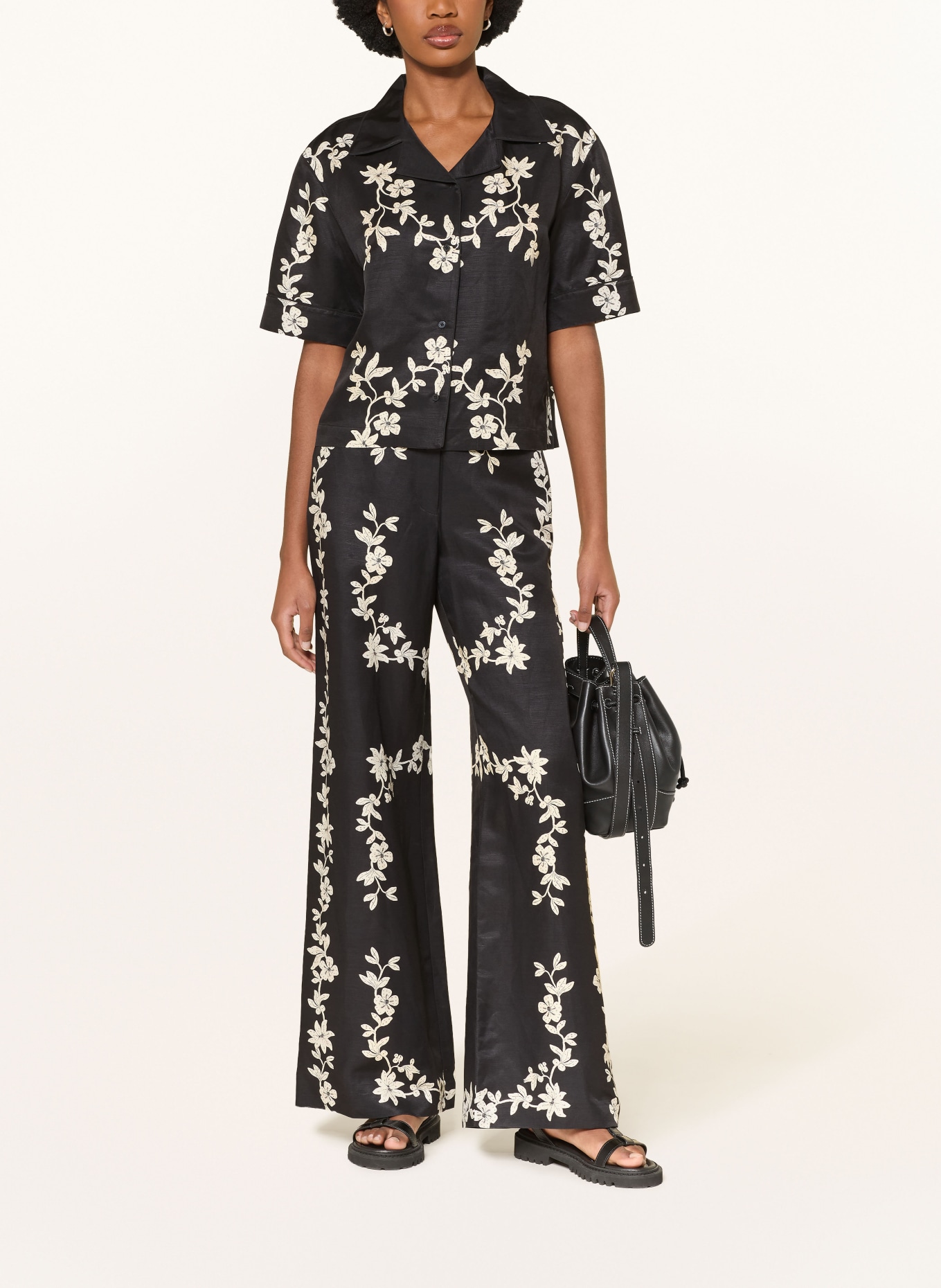 CLAUDIE PIERLOT Marlenehose: SCHWARZ / CREME