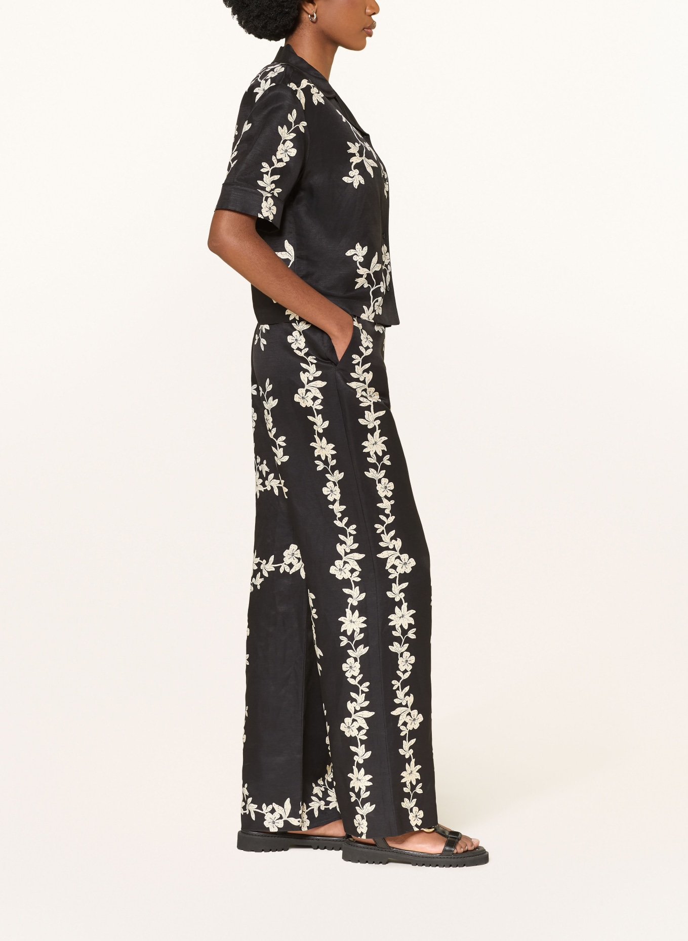 CLAUDIE PIERLOT Marlenehose: SCHWARZ / CREME