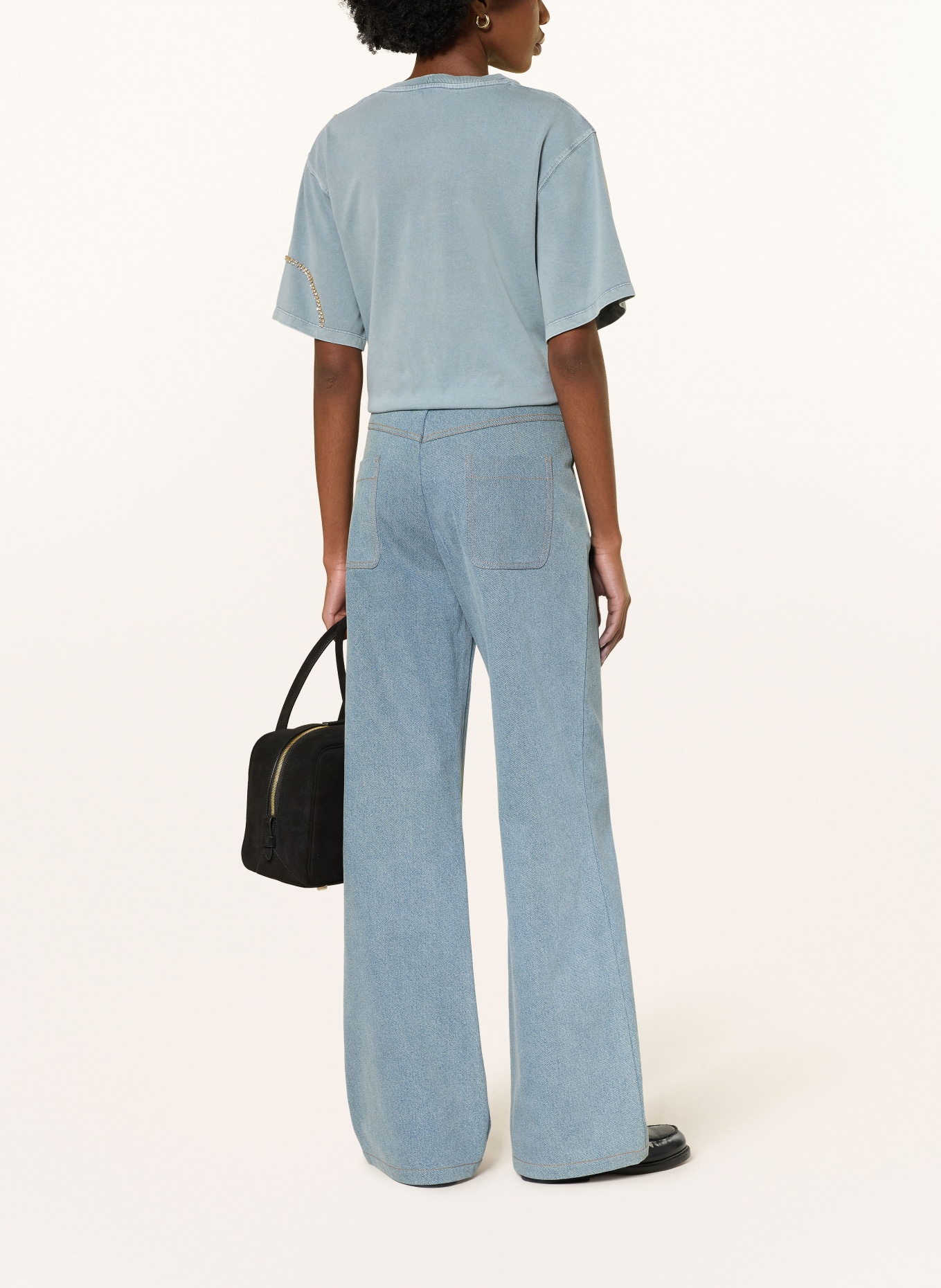 SANDRO T-Shirt mit Schmucksteinen: BLAUGRAU