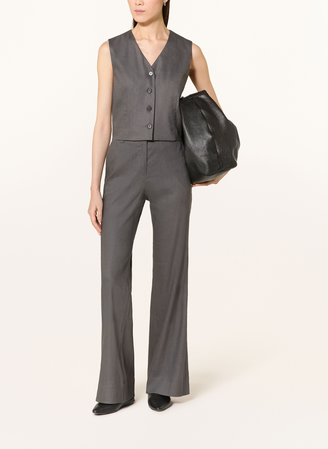 Marc O'Polo Kalhoty s lnem: TMAVĚ ŠEDÁ