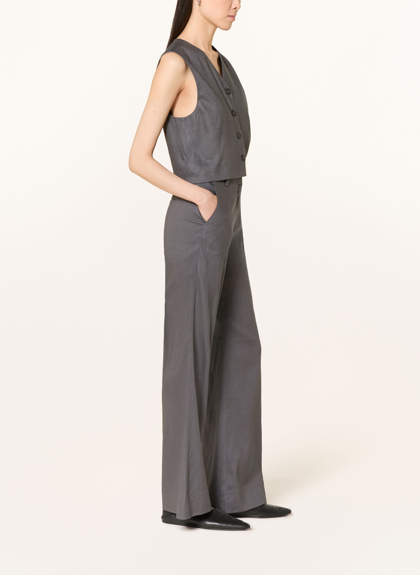 Marc O'Polo Kalhoty s lnem: TMAVĚ ŠEDÁ