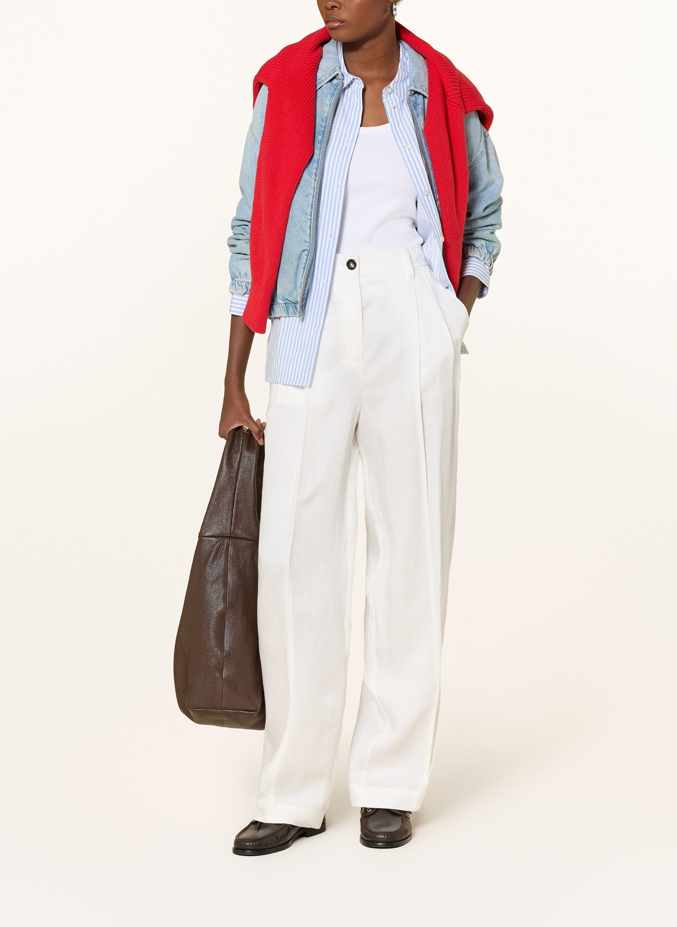 Marc O'Polo Hose mit Leinen: WEISS