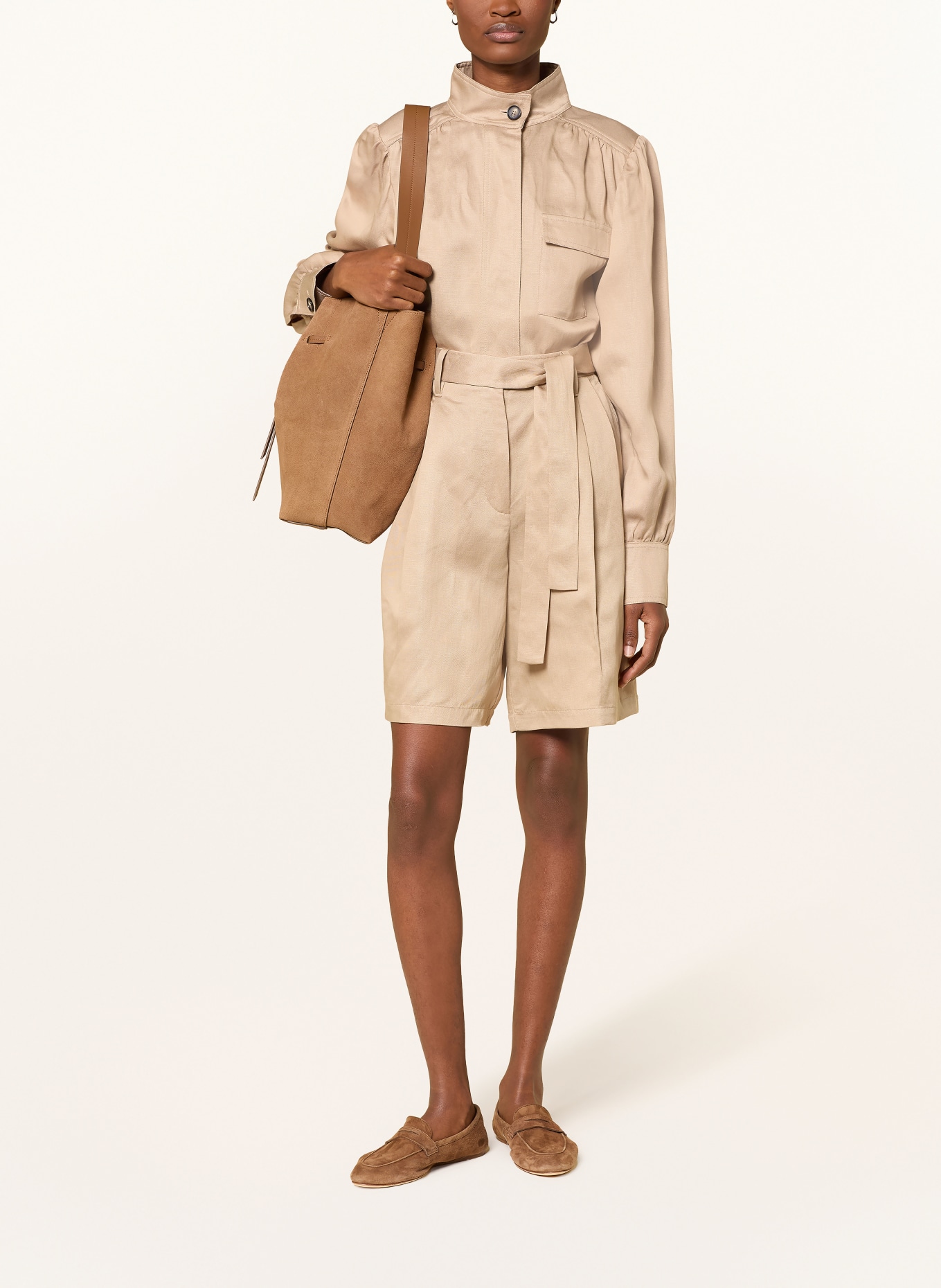 Marc O'Polo Shorts mit Leinen: BEIGE