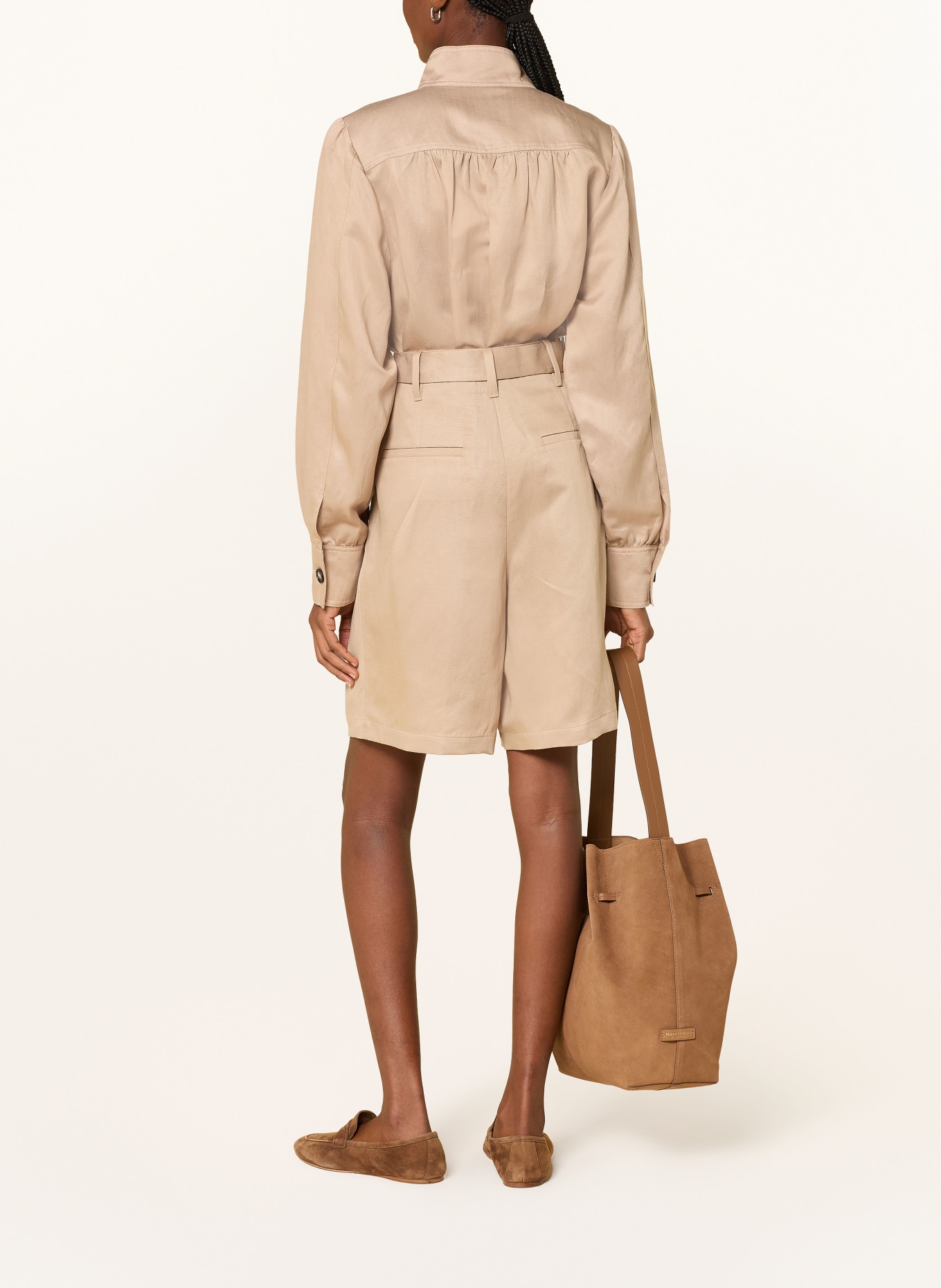 Marc O'Polo Shorts mit Leinen: BEIGE