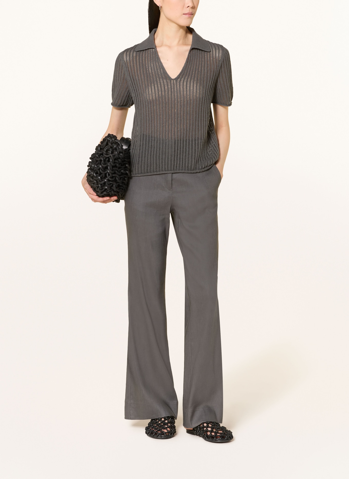 Marc O'Polo Dzianinowa koszulka polo: CZIEMNOSZARY