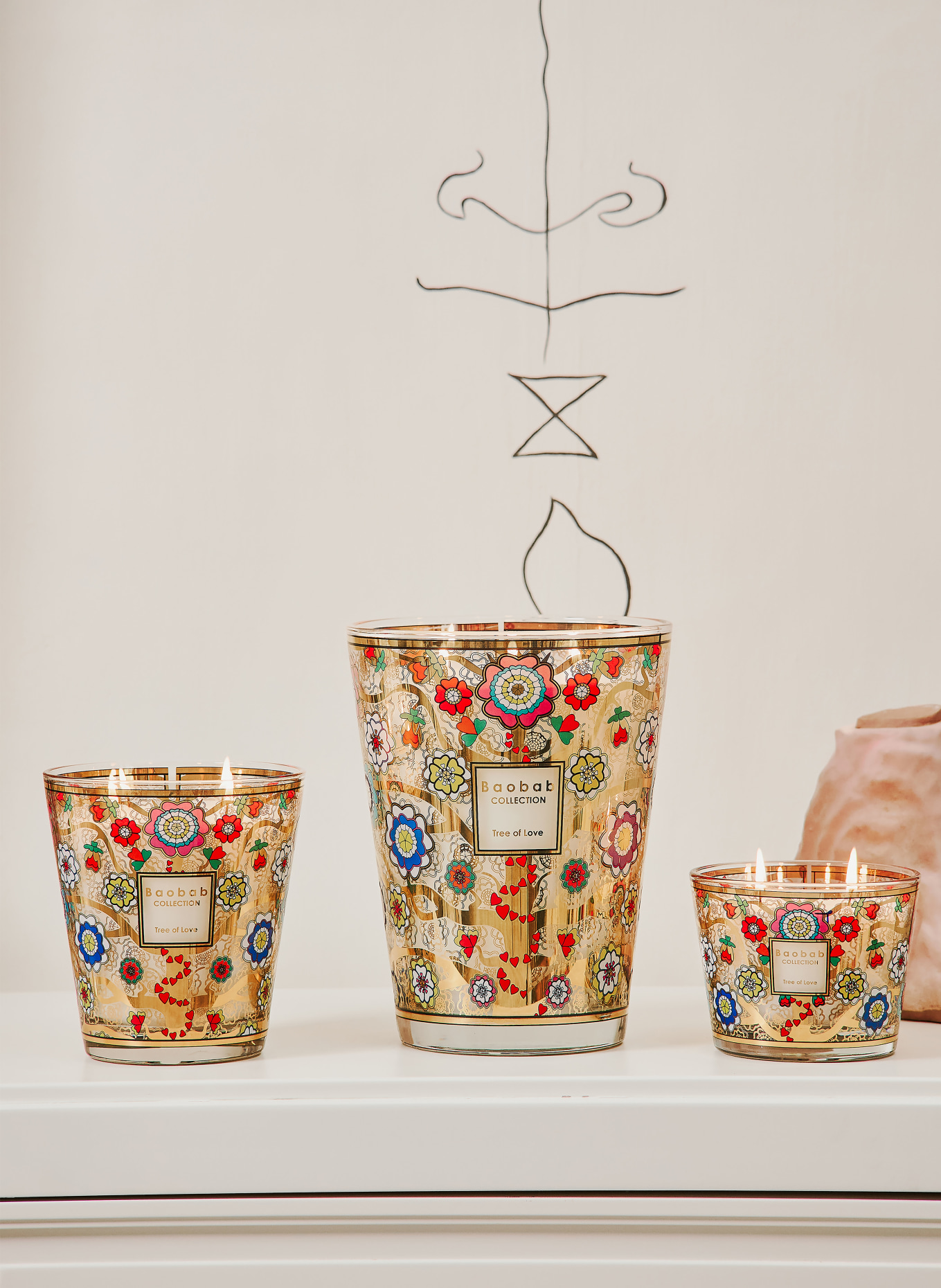 Baobab COLLECTION Duftkerze TREE OF LOVE: WEISS / GOLD / ROT