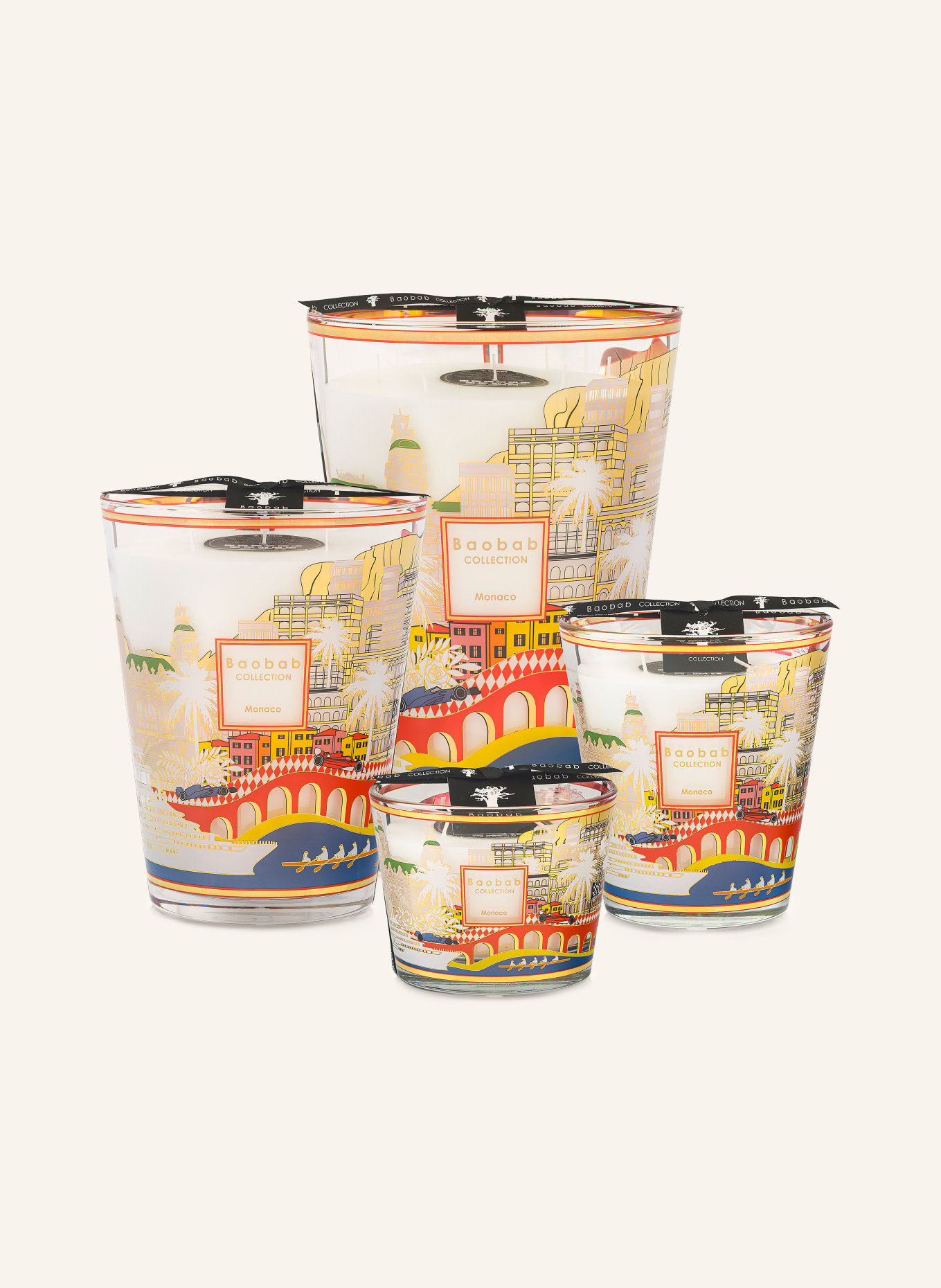 Baobab COLLECTION Duftkerze MONACO: CREME / ROT / BLAU