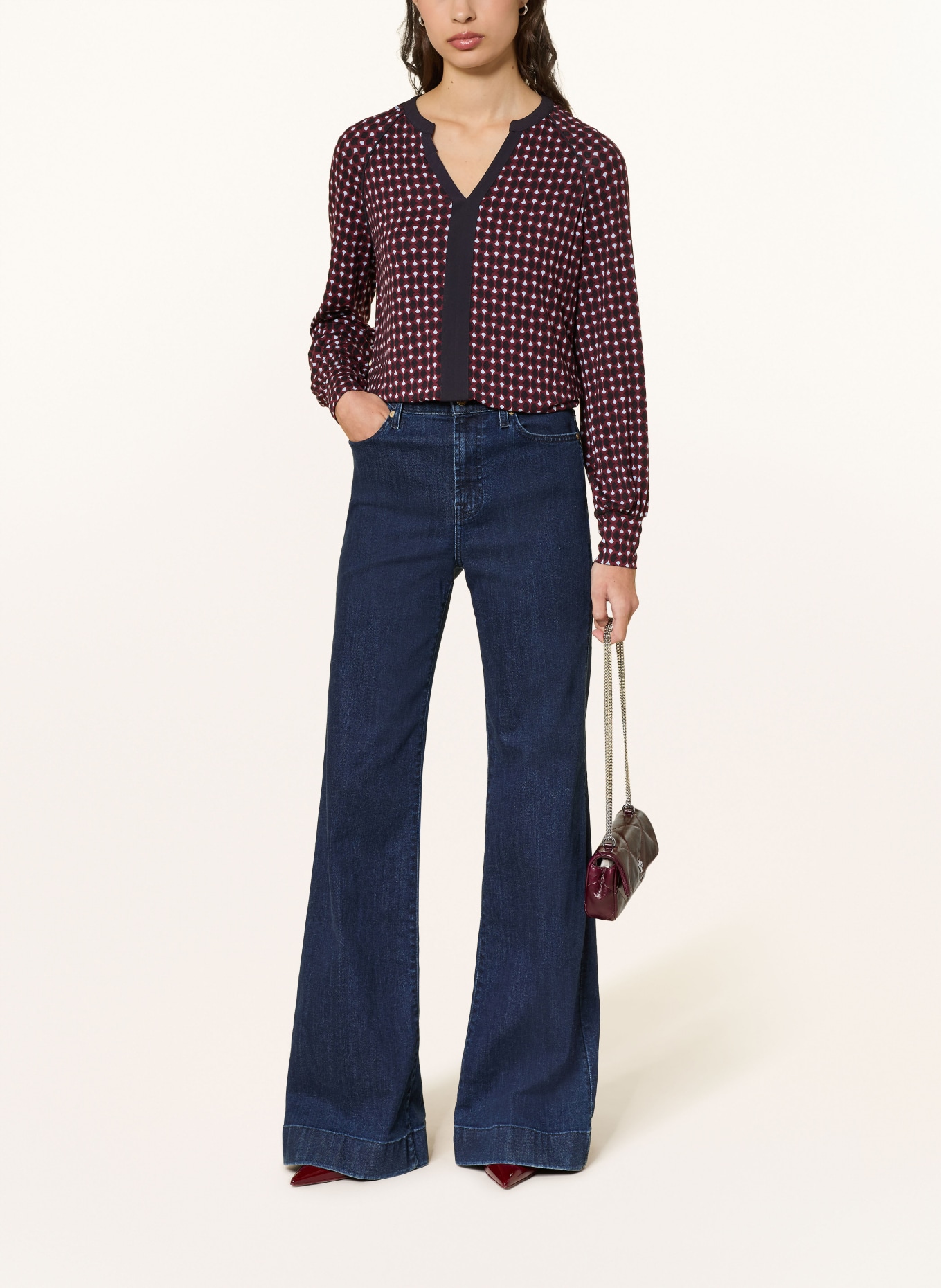 HOBBS Blůza ZELIA: ČERVENÁ / TMAVĚ MODRÁ / TMAVĚ MODRÁ