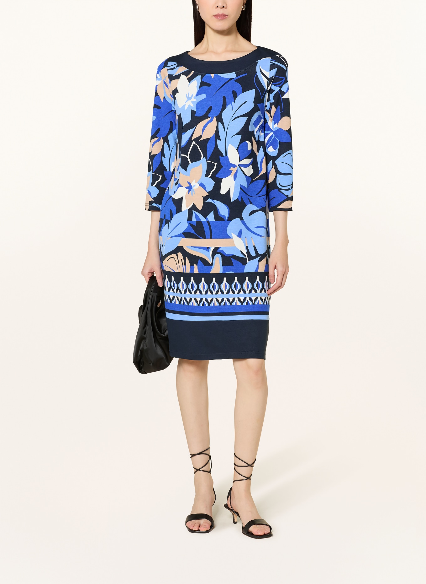 Betty Barclay Jersey dress with 3/4 sleeves: DARK BLUE / BEIGE / BLUE