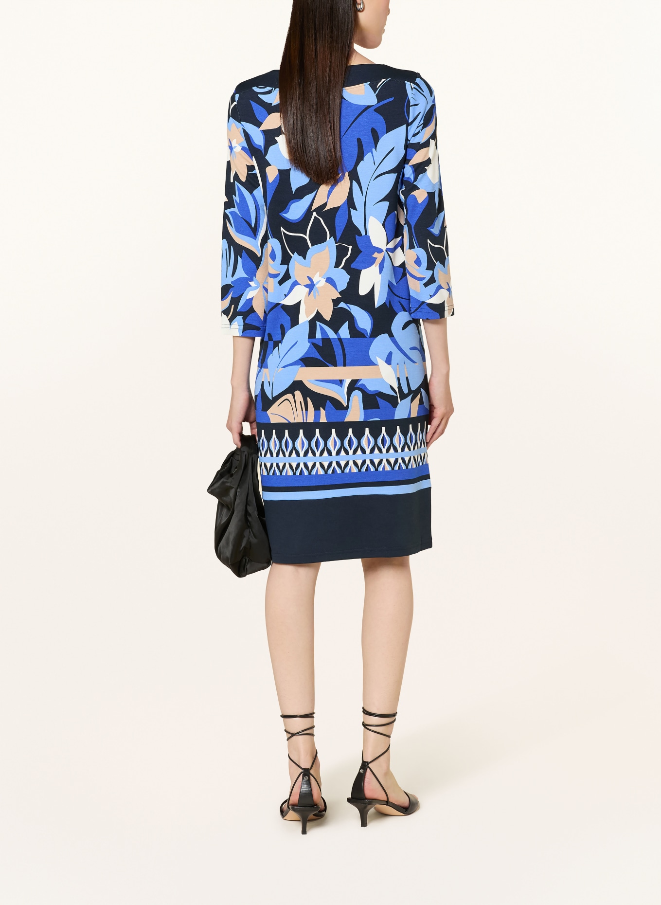Betty Barclay Jersey dress with 3/4 sleeves: DARK BLUE / BEIGE / BLUE