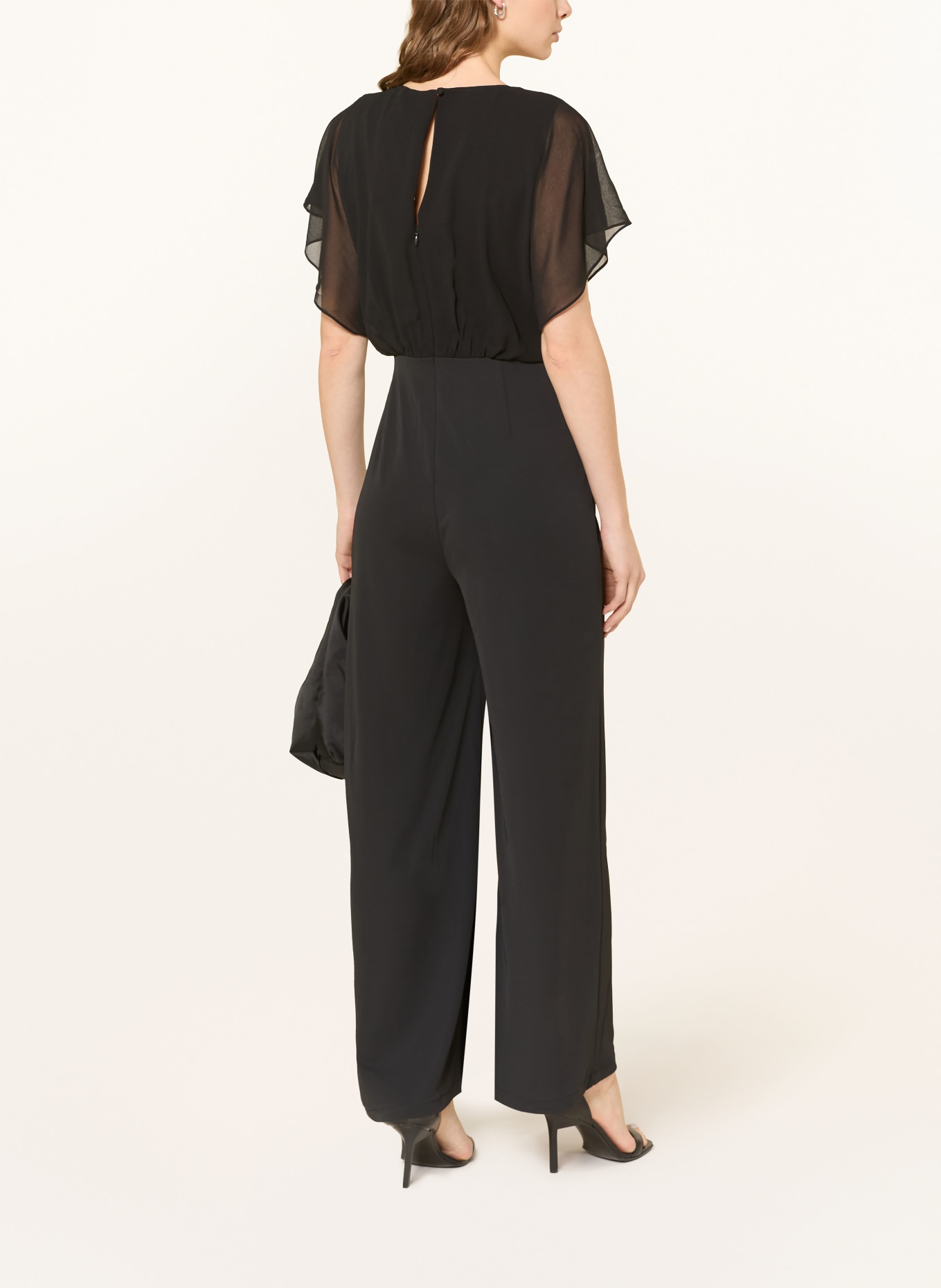 Phase Eight VELMA jumpsuit in a mix of materials with gemstones: BLACK