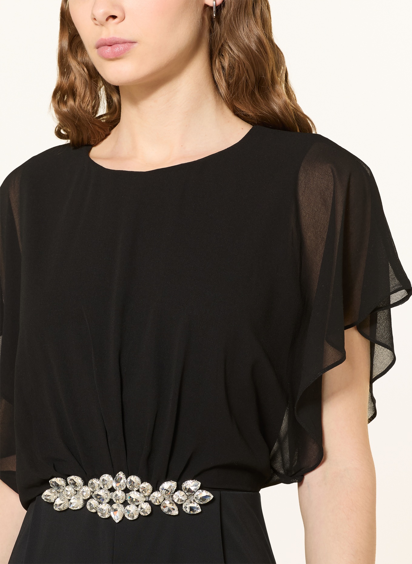 Phase Eight VELMA jumpsuit in a mix of materials with gemstones: BLACK