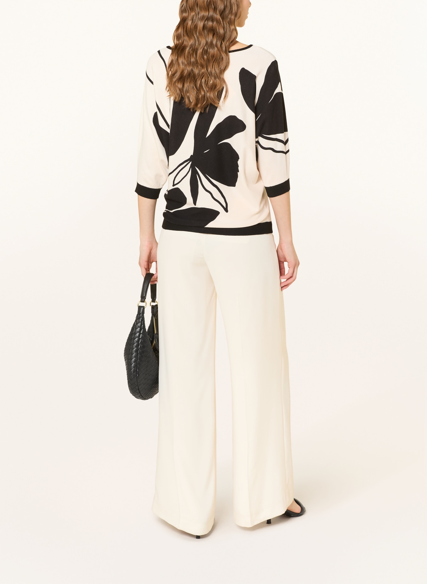 Phase Eight FAITH sweater with 3/4 sleeves: BLACK / CREAM