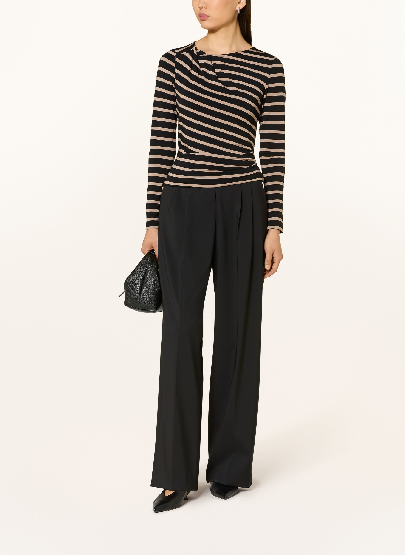 Phase Eight Koszulka z długim rękawem EVERLY: CZARNY / JASNOBRĄZOWY