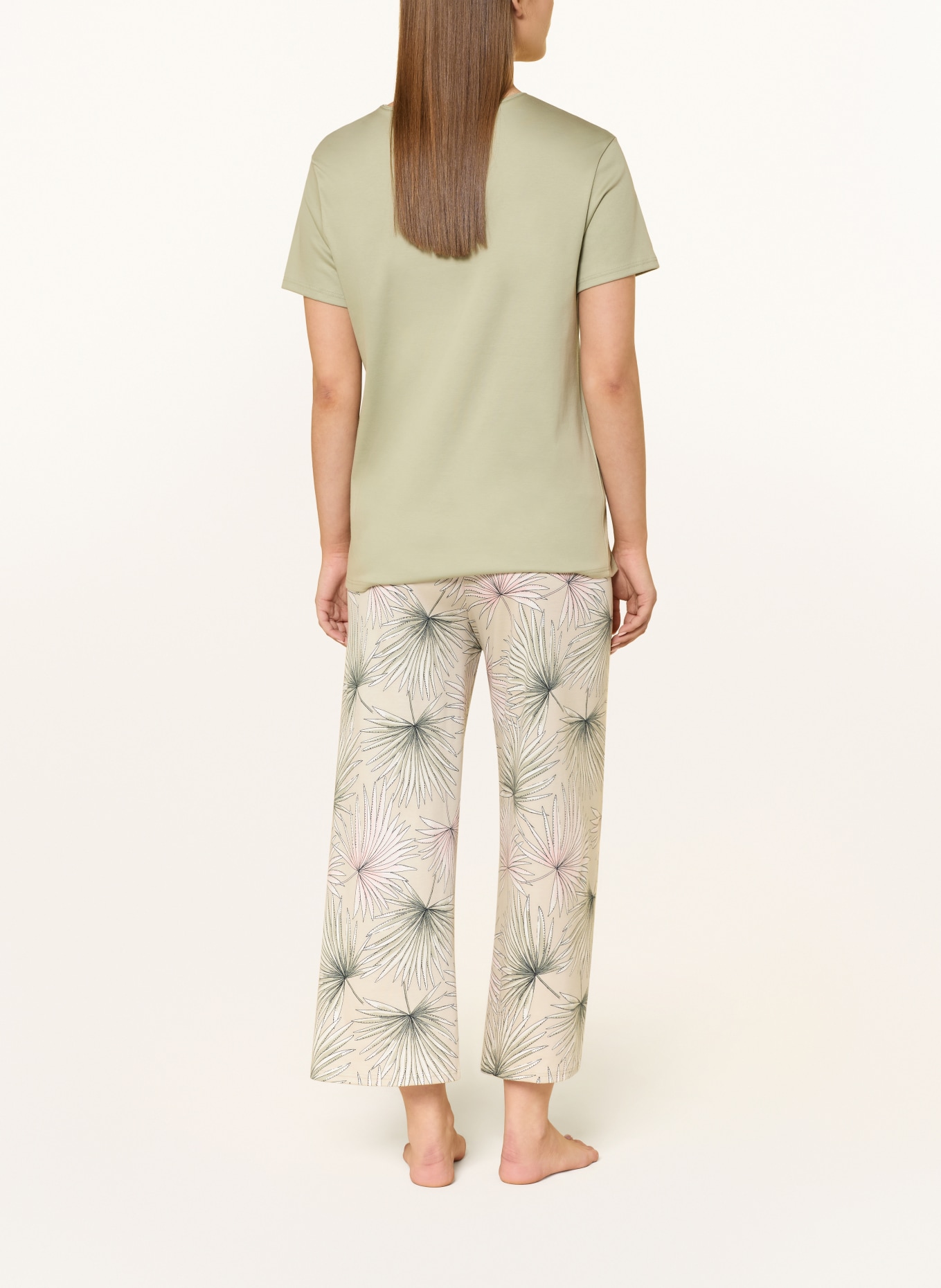CALIDA 7/8-Schlafanzug LEAF DREAMS: HELLGRÜN / ROSA / ECRU