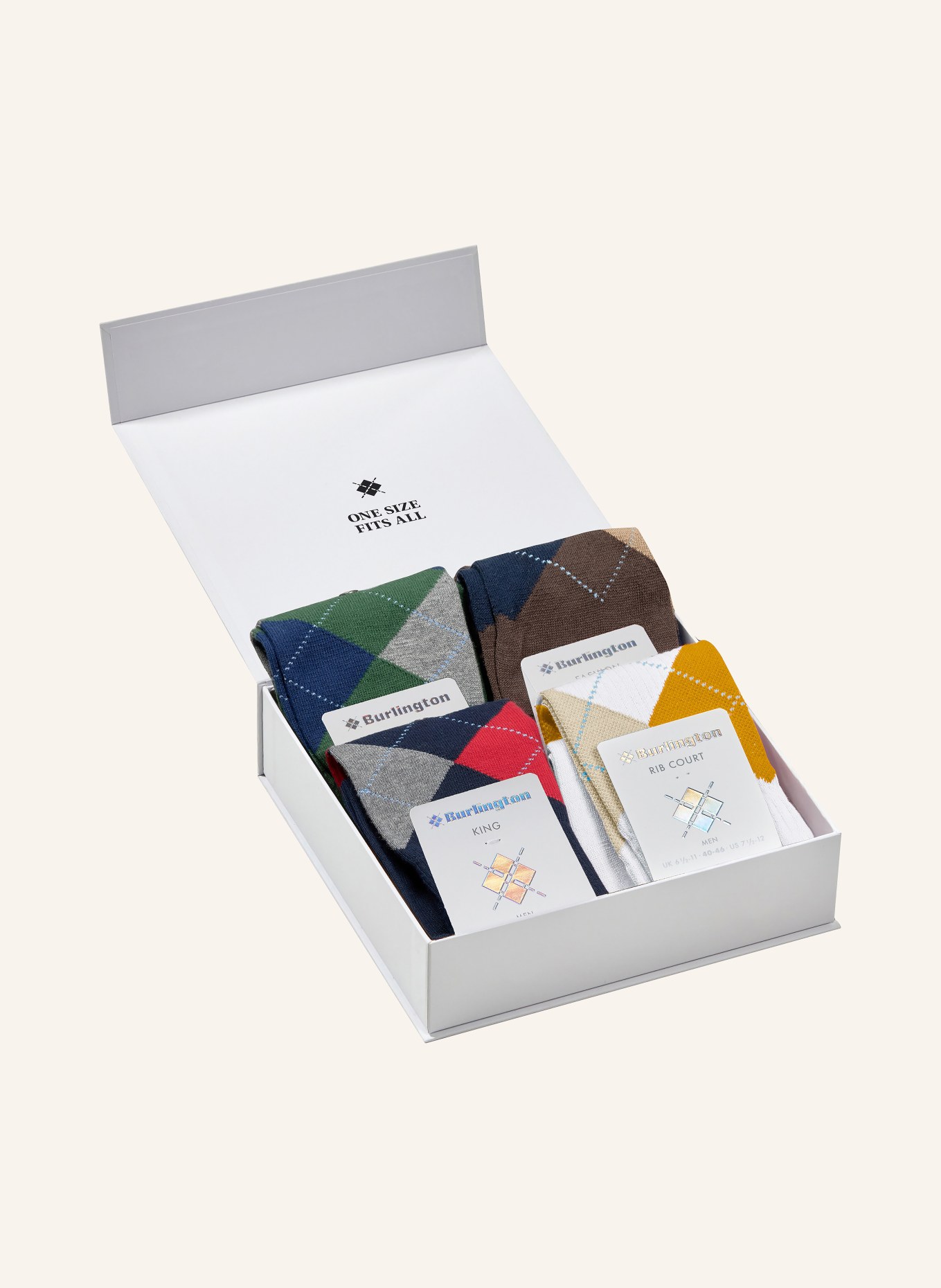 Burlington 4 páry ponožek BEN'S BURLIS v dárkové krabičce: 0010 SORTIMENT