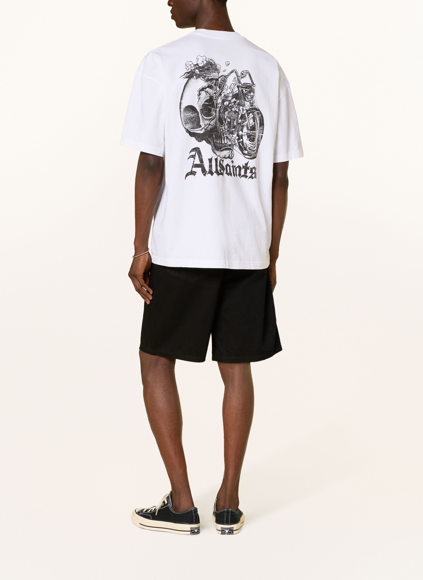 ALLSAINTS Chemise oversize PANHEAD: BLANC / NOIR