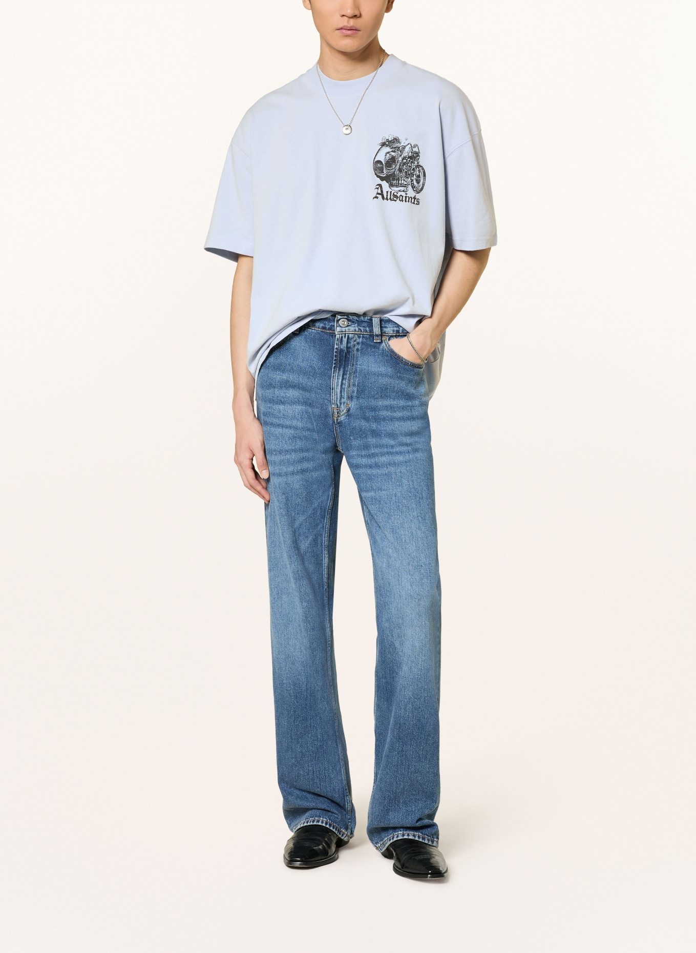 ALLSAINTS Chemise oversize PANHEAD: BLEU CLAIR / NOIR