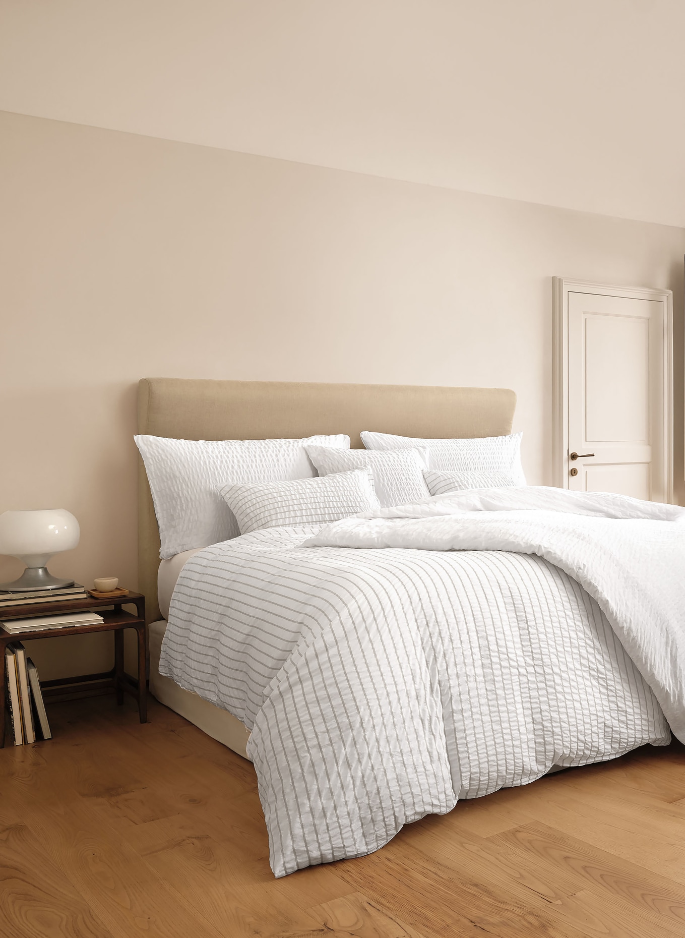 SCHLOSSBERG Bettbezug LENNY: WEISS / BEIGE