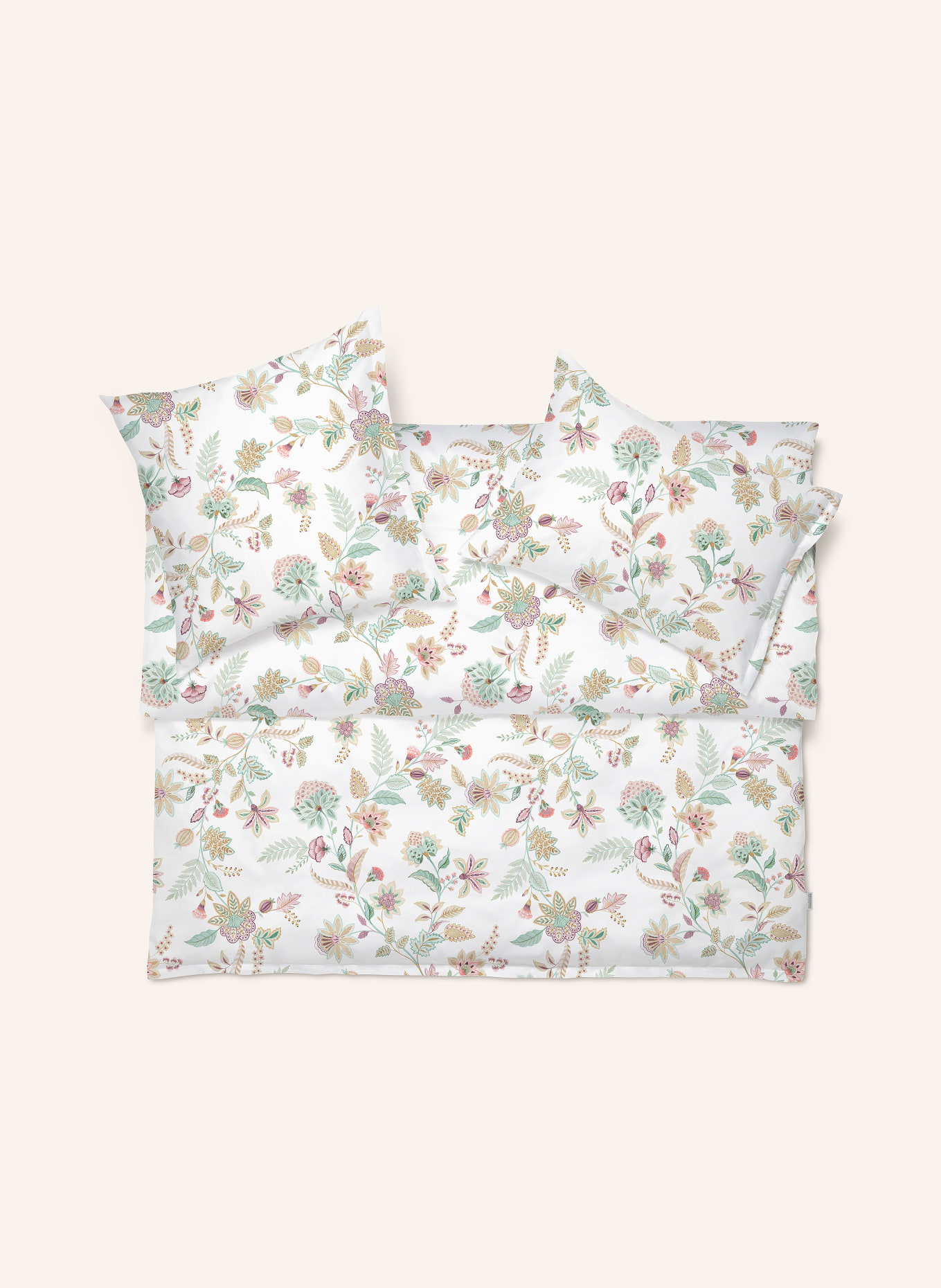 SCHLOSSBERG Bettbezug IMA: WEISS / HELLROT / PETROL