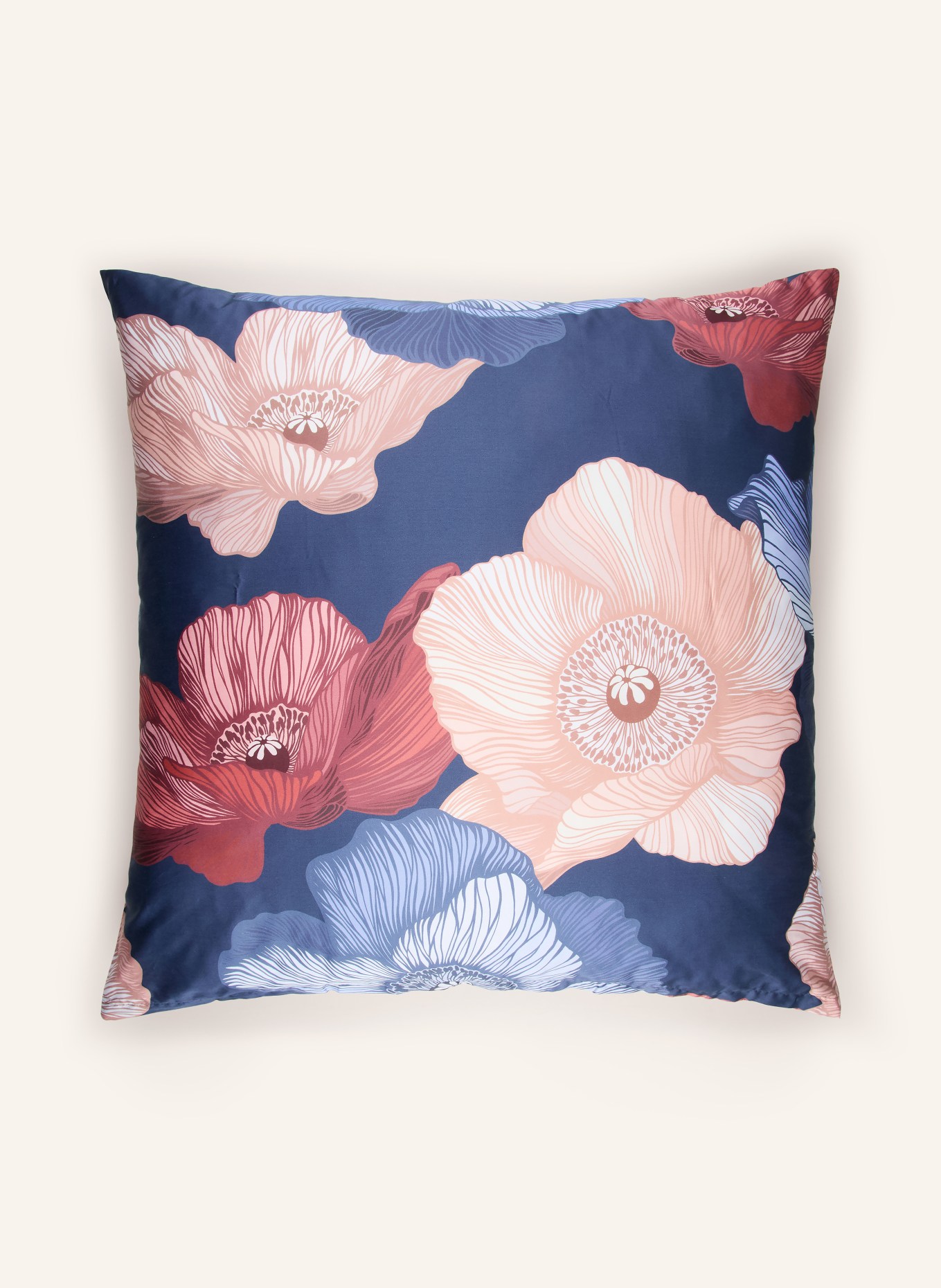 SCHLOSSBERG Housse de coussin MONA: BLEU FONCÉ / BEIGE / ROUGE FONCÉ