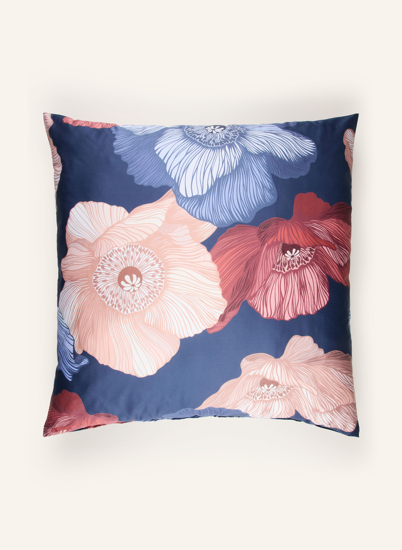 SCHLOSSBERG Housse de coussin MONA: BLEU FONCÉ / BEIGE / ROUGE FONCÉ