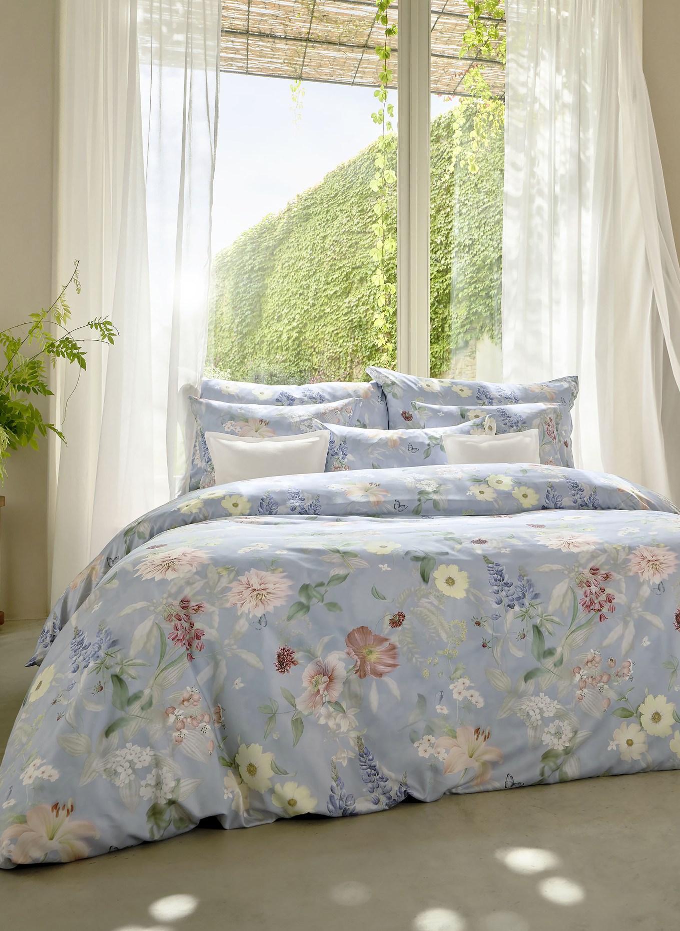 SCHLOSSBERG Linge de lit AVEN: BLEU GRIS / ROSE CLAIR / VERT CLAIR