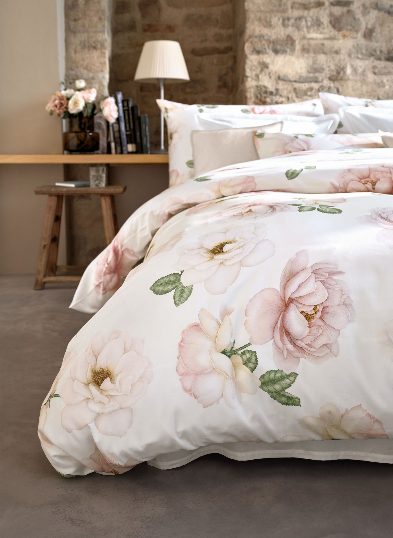 SCHLOSSBERG Linge de lit ROSE: CRÈME / ROSE CLAIR / VERT CLAIR