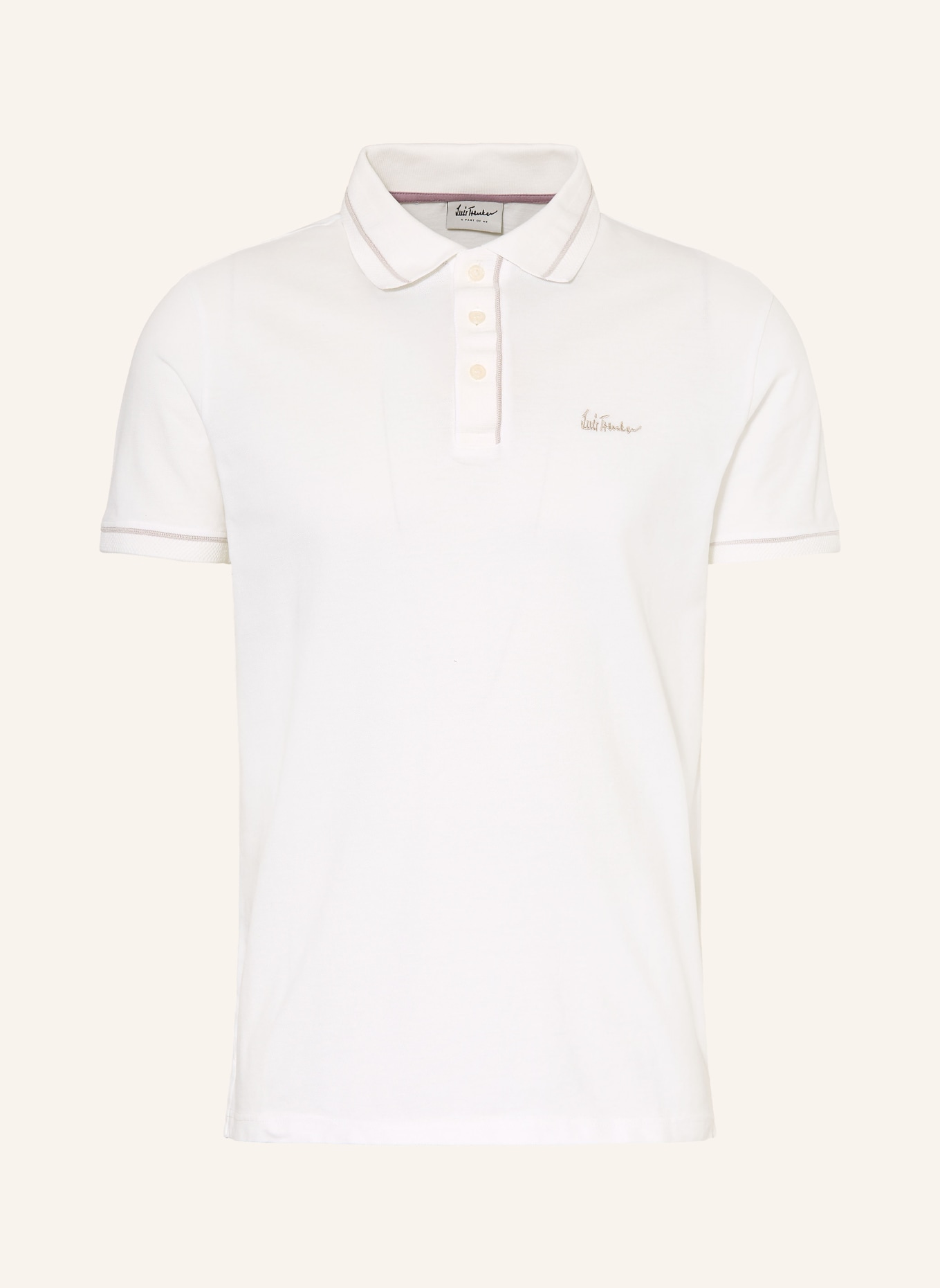 Luis Trenker Koszulka polo z pikowanym wzorem LUBERNETO: BIAŁY / JASNOCZARY