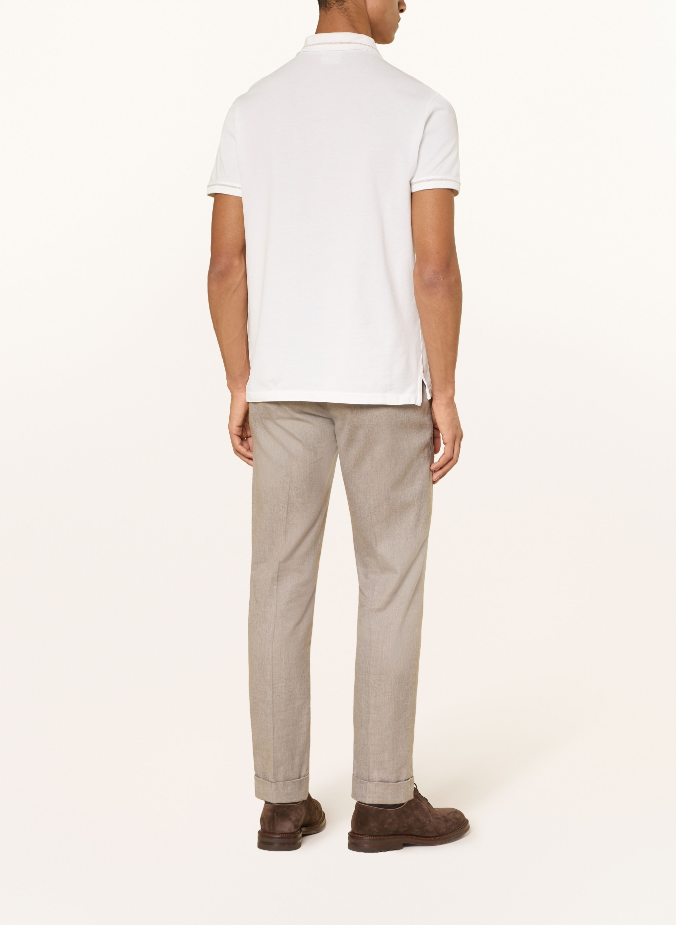 Luis Trenker Koszulka polo z pikowanym wzorem LUBERNETO: BIAŁY / JASNOCZARY