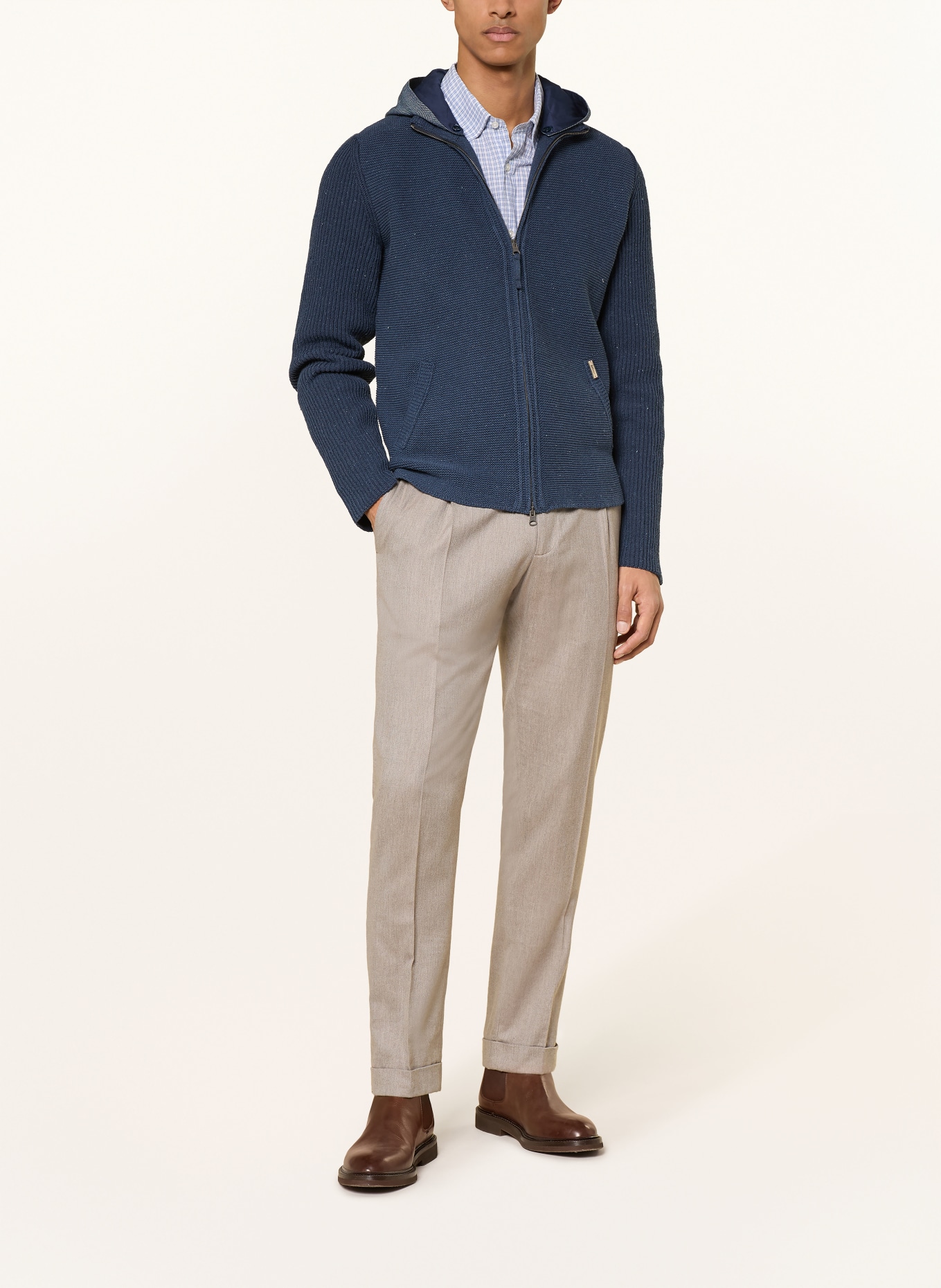 Luis Trenker Strickjacke LUWALLACE mit abnehmbarer Kapuze: DUNKELBLAU