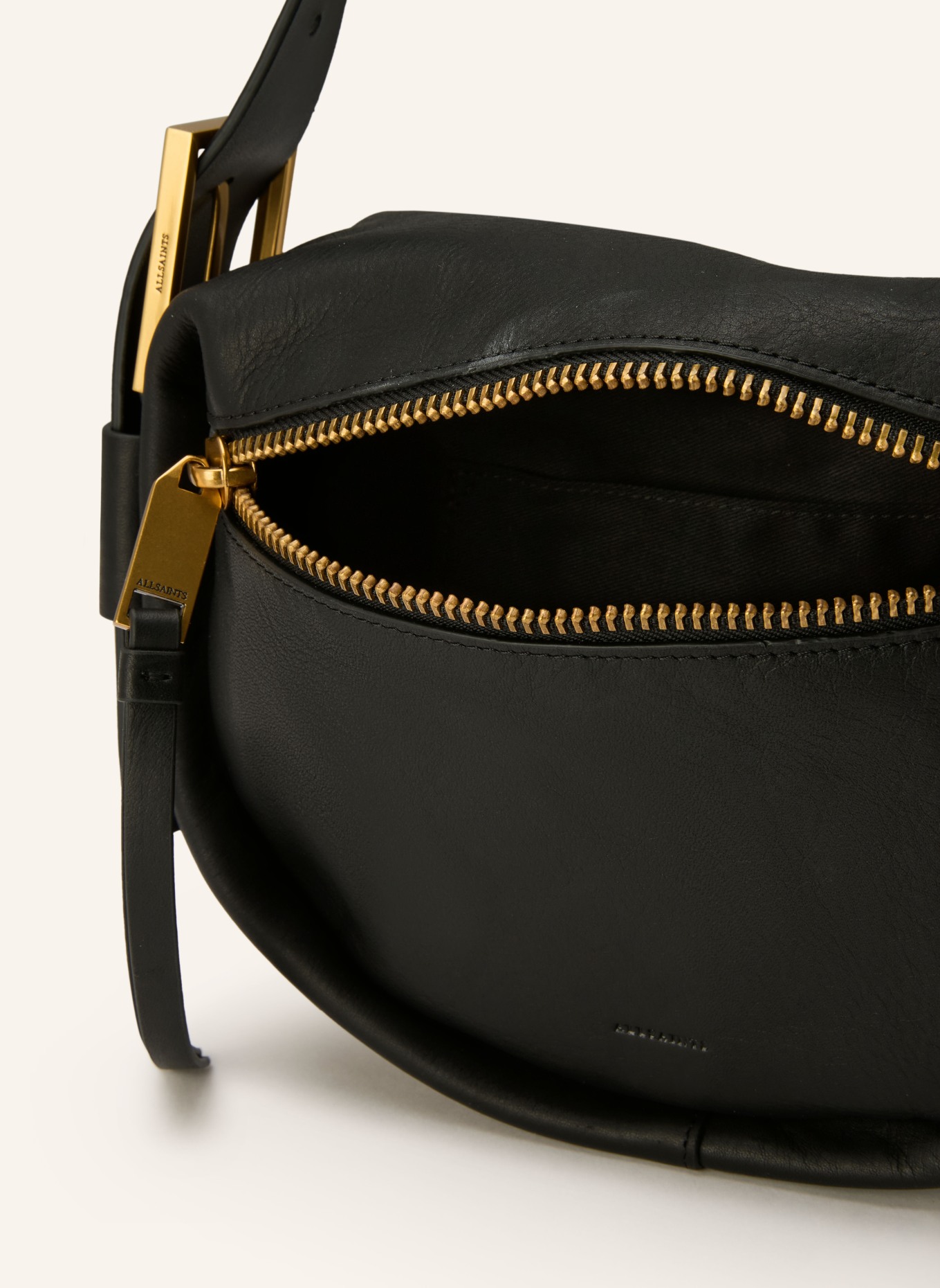 ALLSAINTS NOEMI MINI handbag: BLACK / GOLD