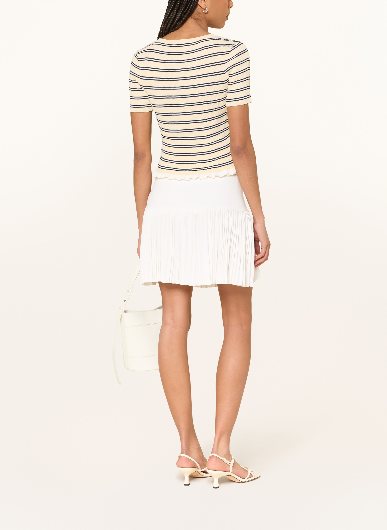 CLAUDIE PIERLOT Strickrock mit Plissees: ECRU