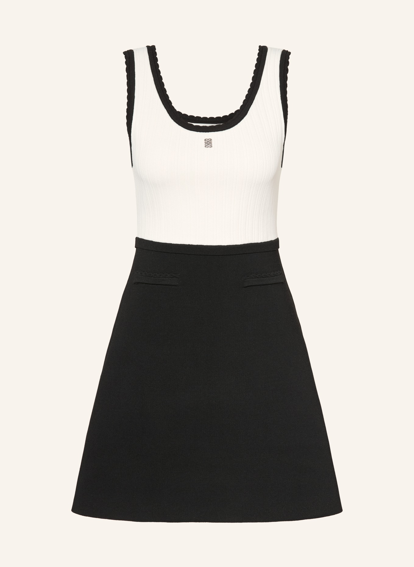 SANDRO Kleid: SCHWARZ / WEISS