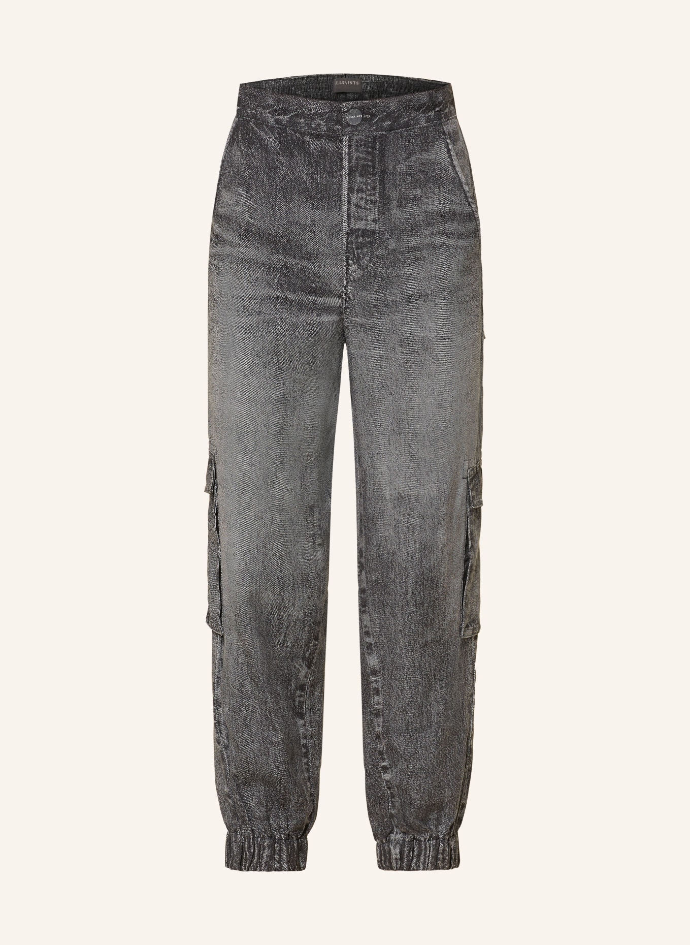 ALLSAINTS Cargové kalhoty SELMA ILLUSION v džínovém vzhledu: TMAVĚ ŠEDÁ