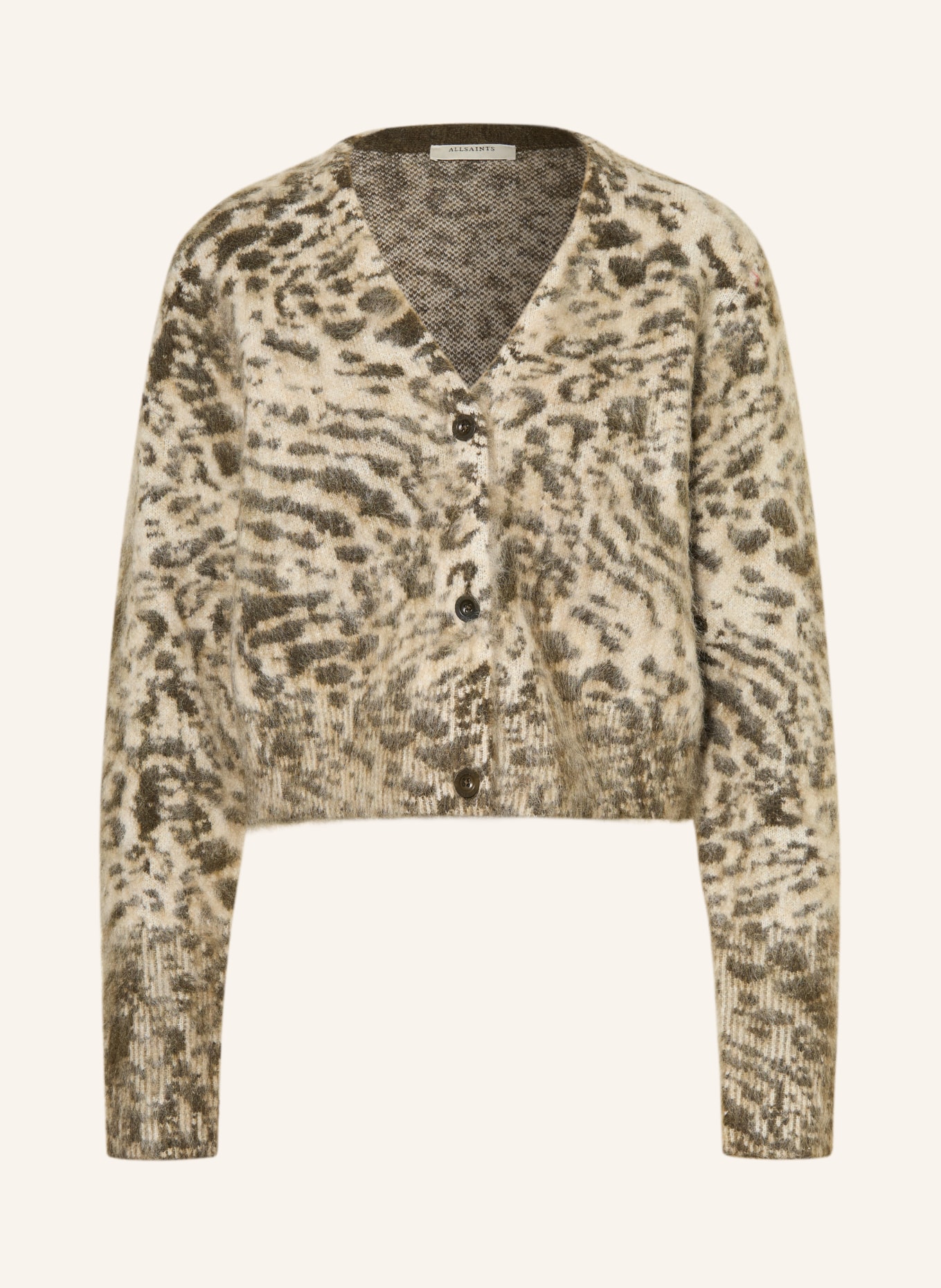 ALLSAINTS WICK AMUR cardigan: KHAKI / CREAM