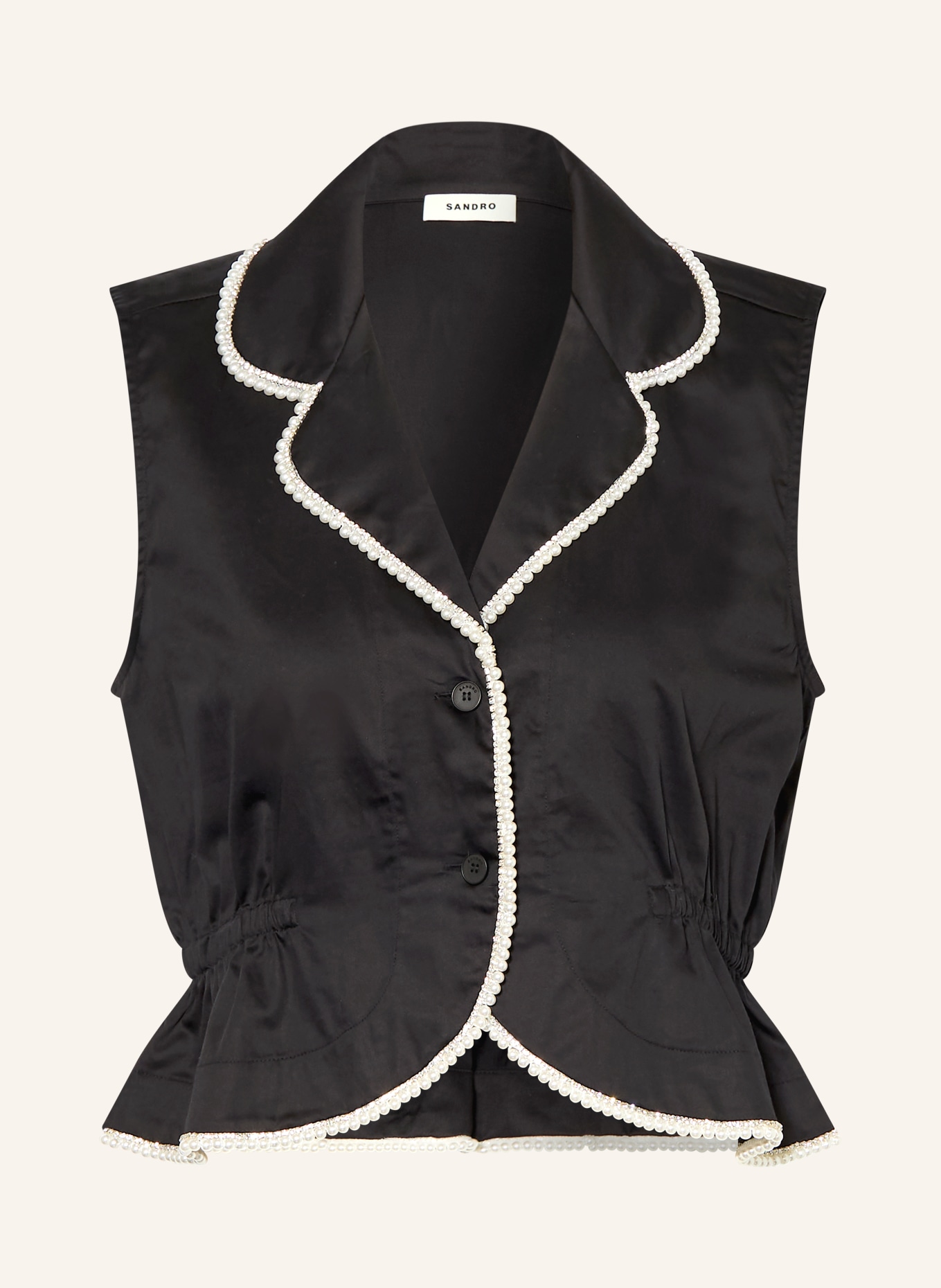 SANDRO Blazerweste mit Schmuckperlen und Schmucksteinen: SCHWARZ