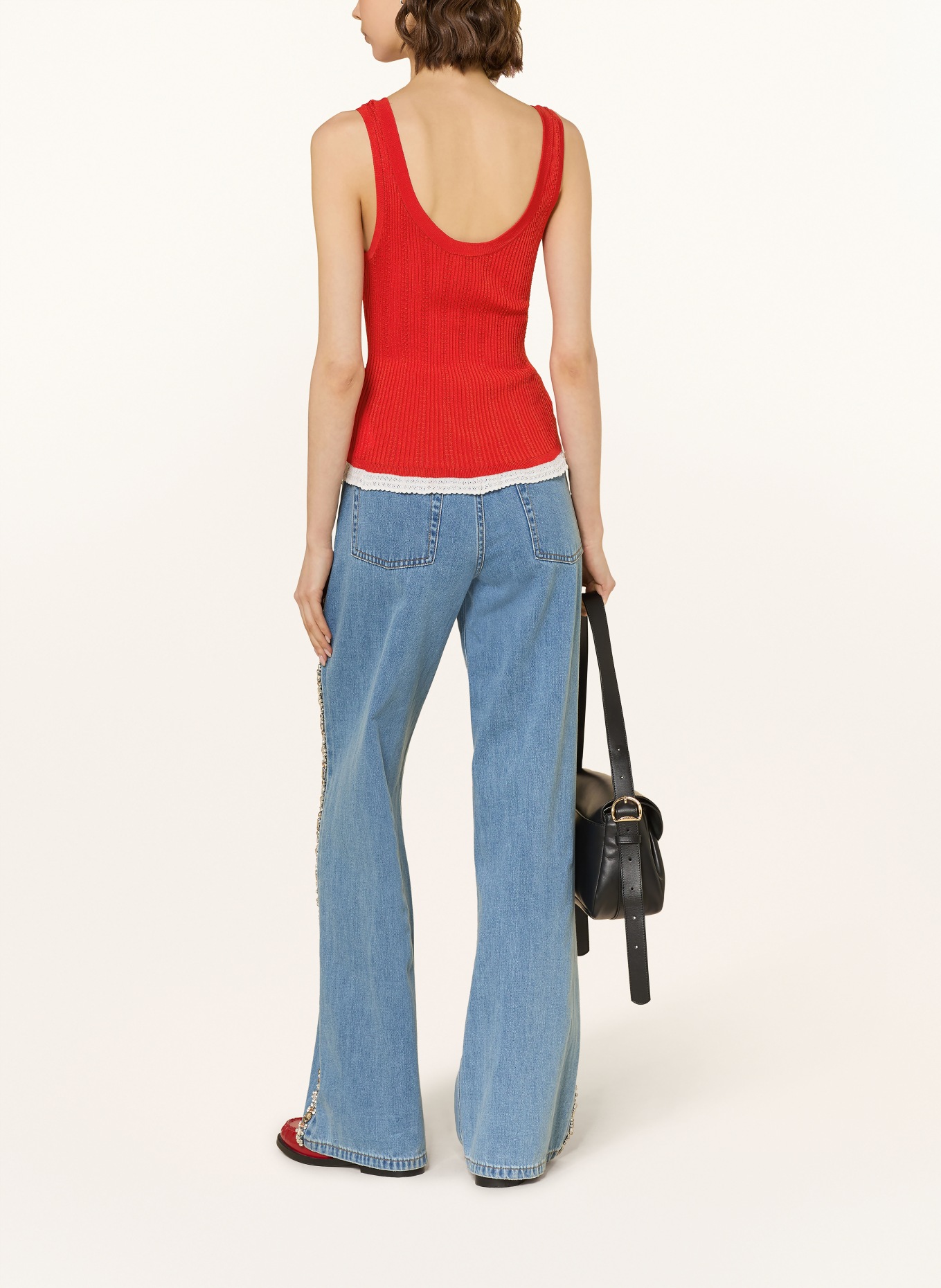 SANDRO Stricktop: ROT / WEISS