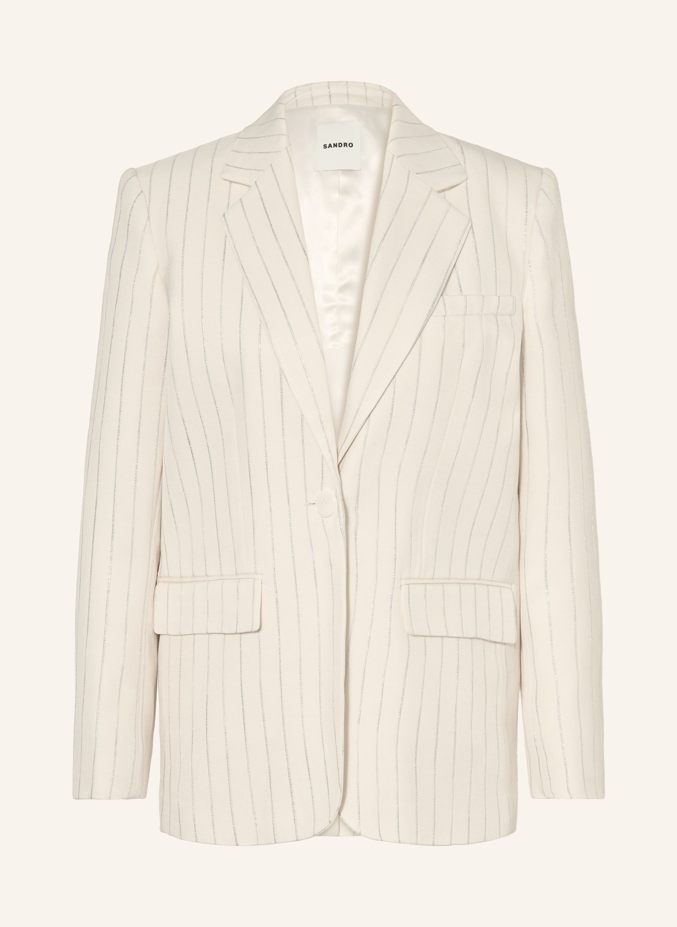 SANDRO Blazer mit Glitzergarn: ECRU / SILBER