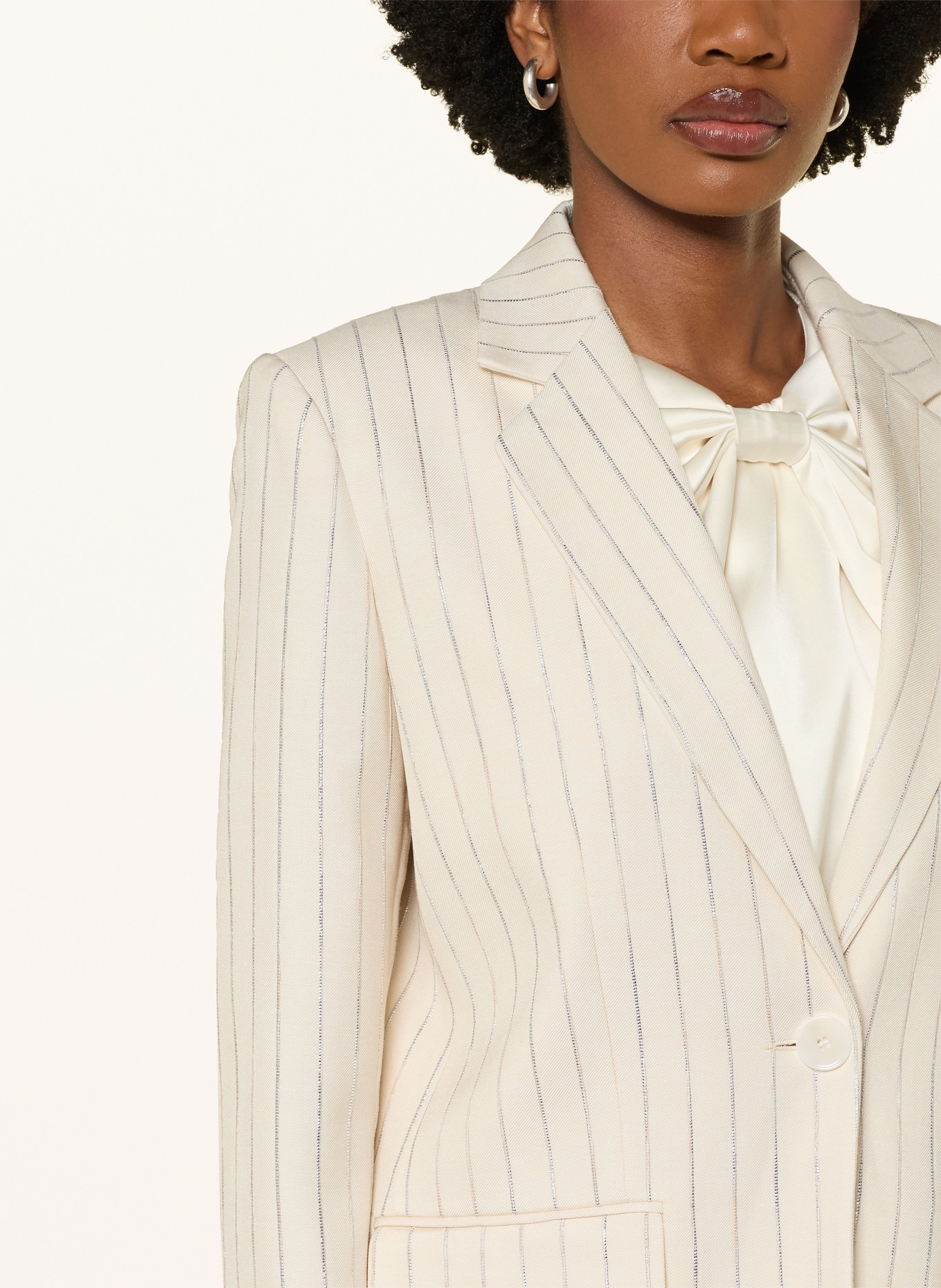 SANDRO Blazer mit Glitzergarn: ECRU / SILBER