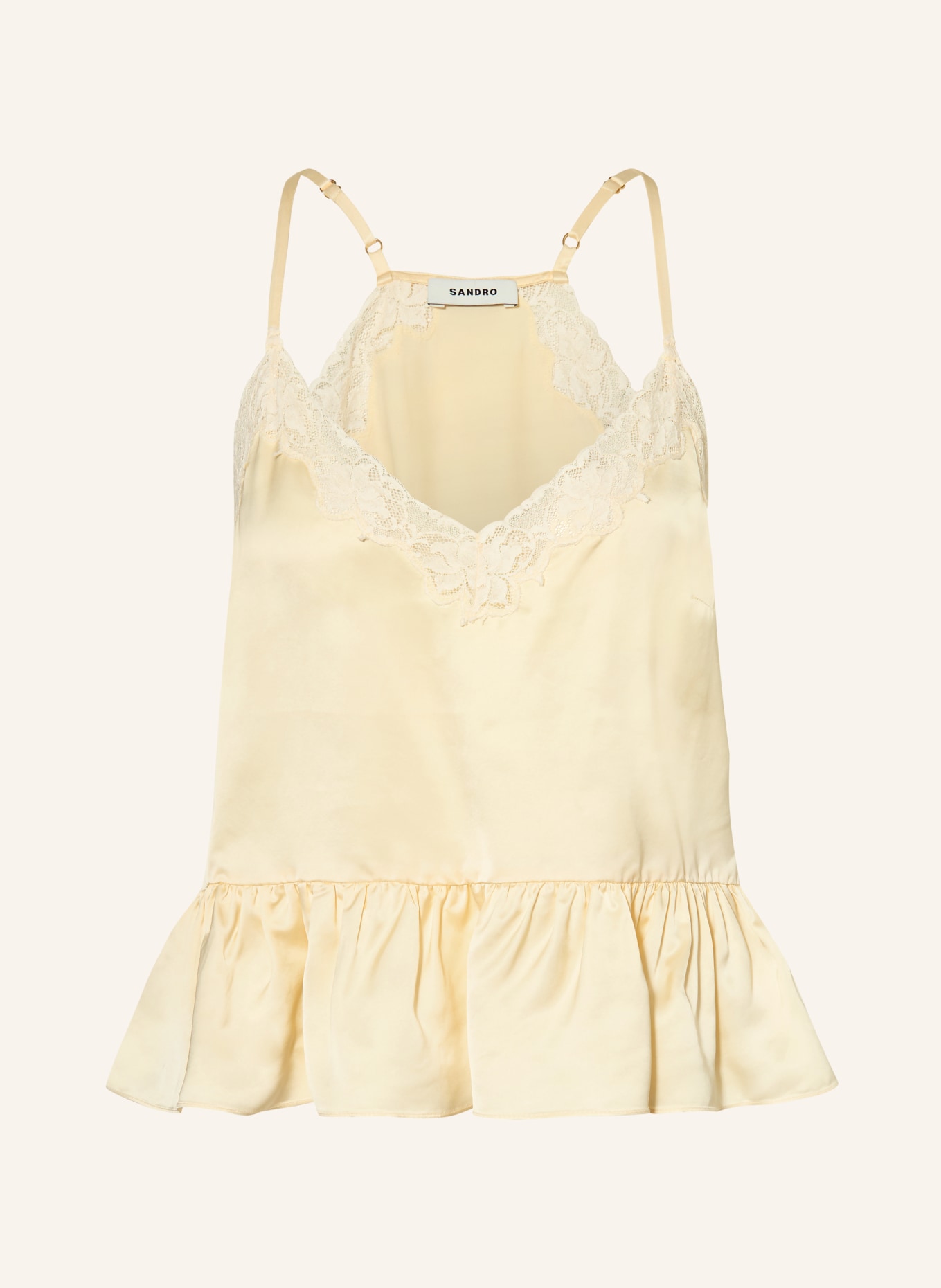 SANDRO Satintop mit Spitze: ECRU